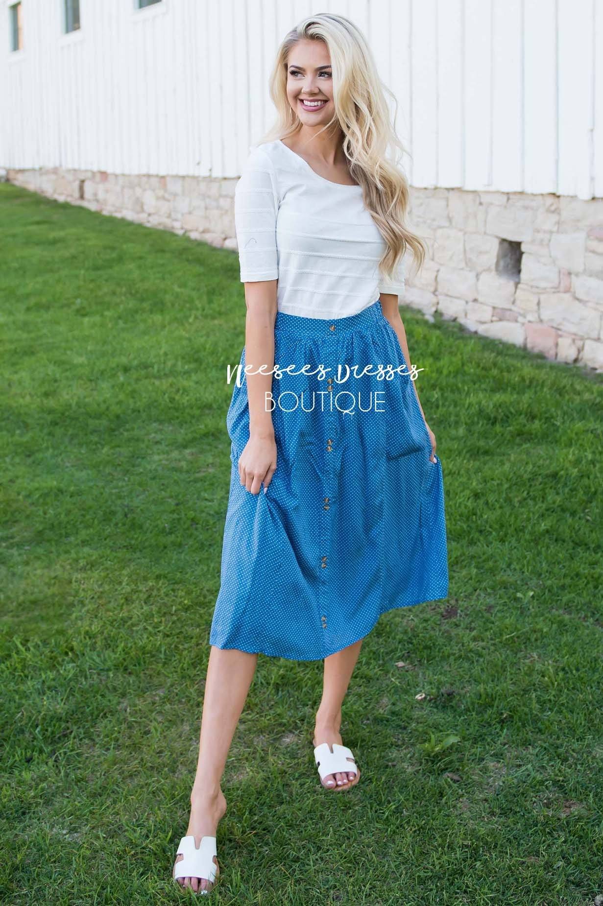 Dream Without Fear Polka Dot Skirt Modest Dresses vendor-unknown 