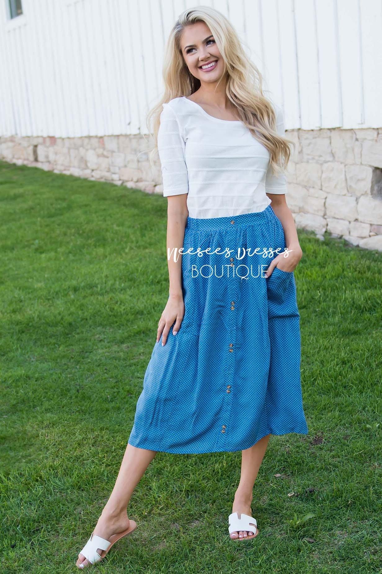 Dream Without Fear Polka Dot Skirt Modest Dresses vendor-unknown 