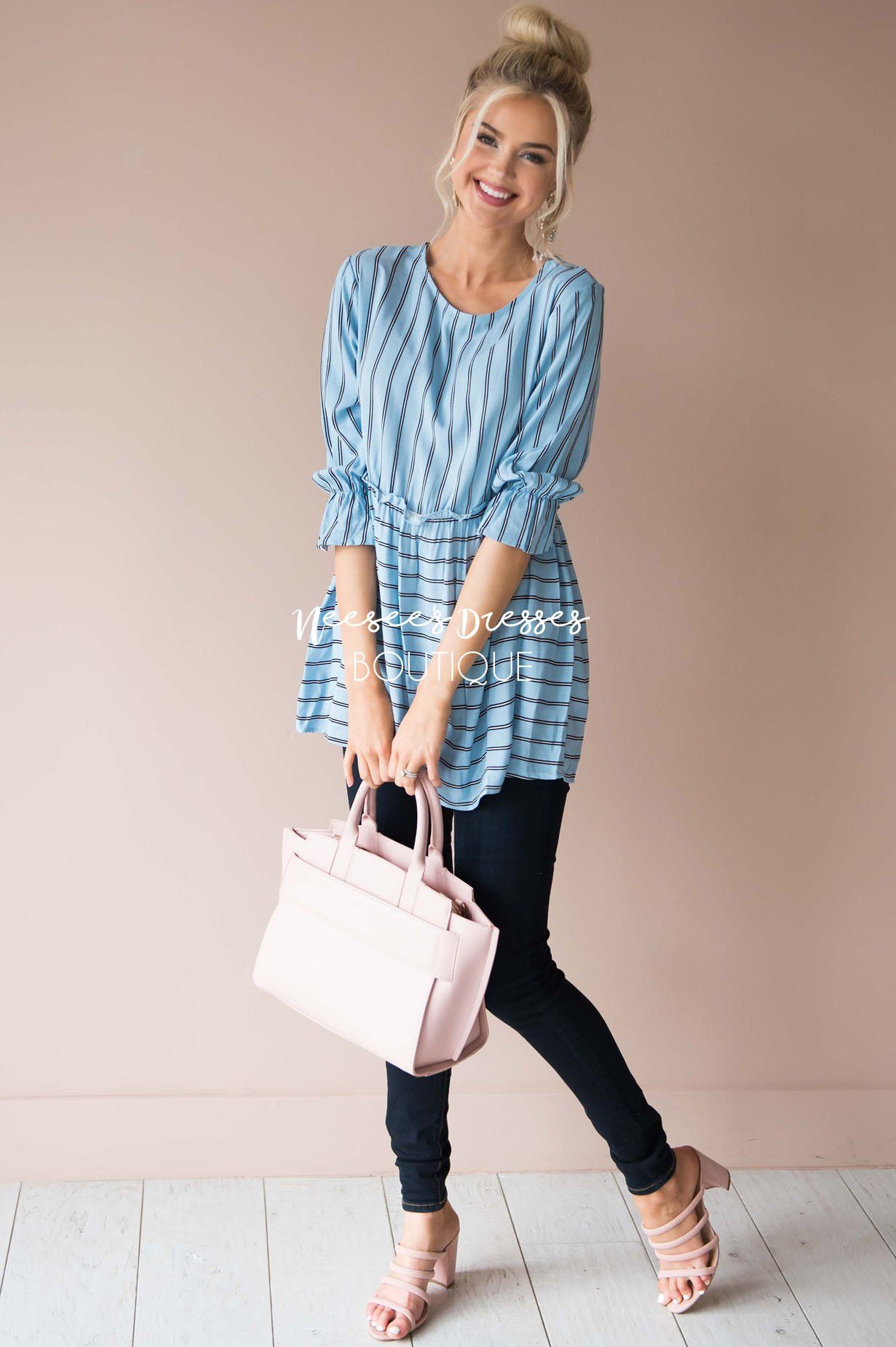 Always Remember Me Striped Top Modest Dresses vendor-unknown 