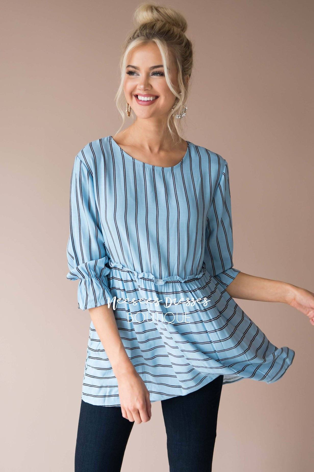 Always Remember Me Striped Top Modest Dresses vendor-unknown 