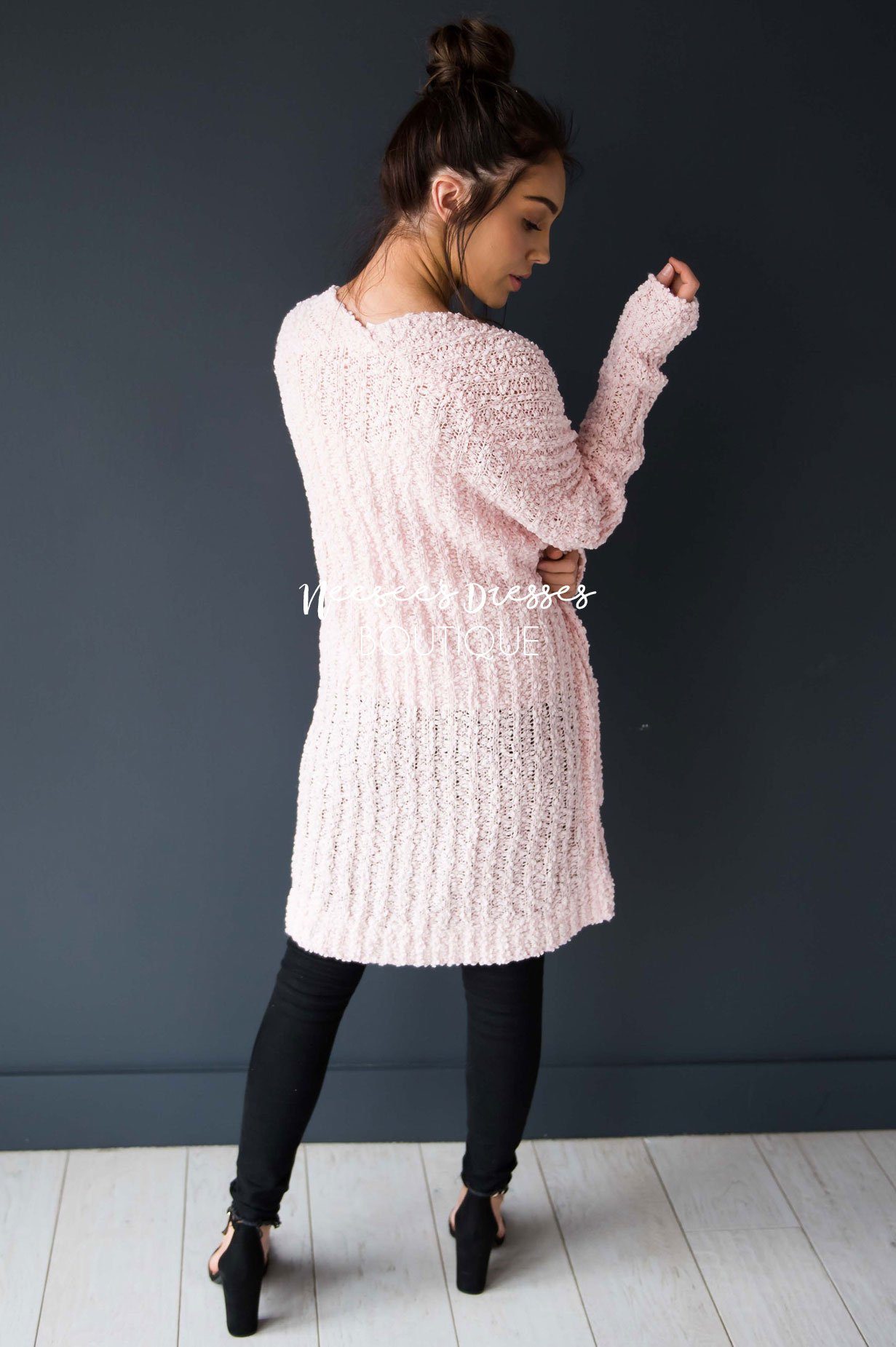 Popcorn Knit Oversized Cardigan Modest Dresses vendor-unknown 