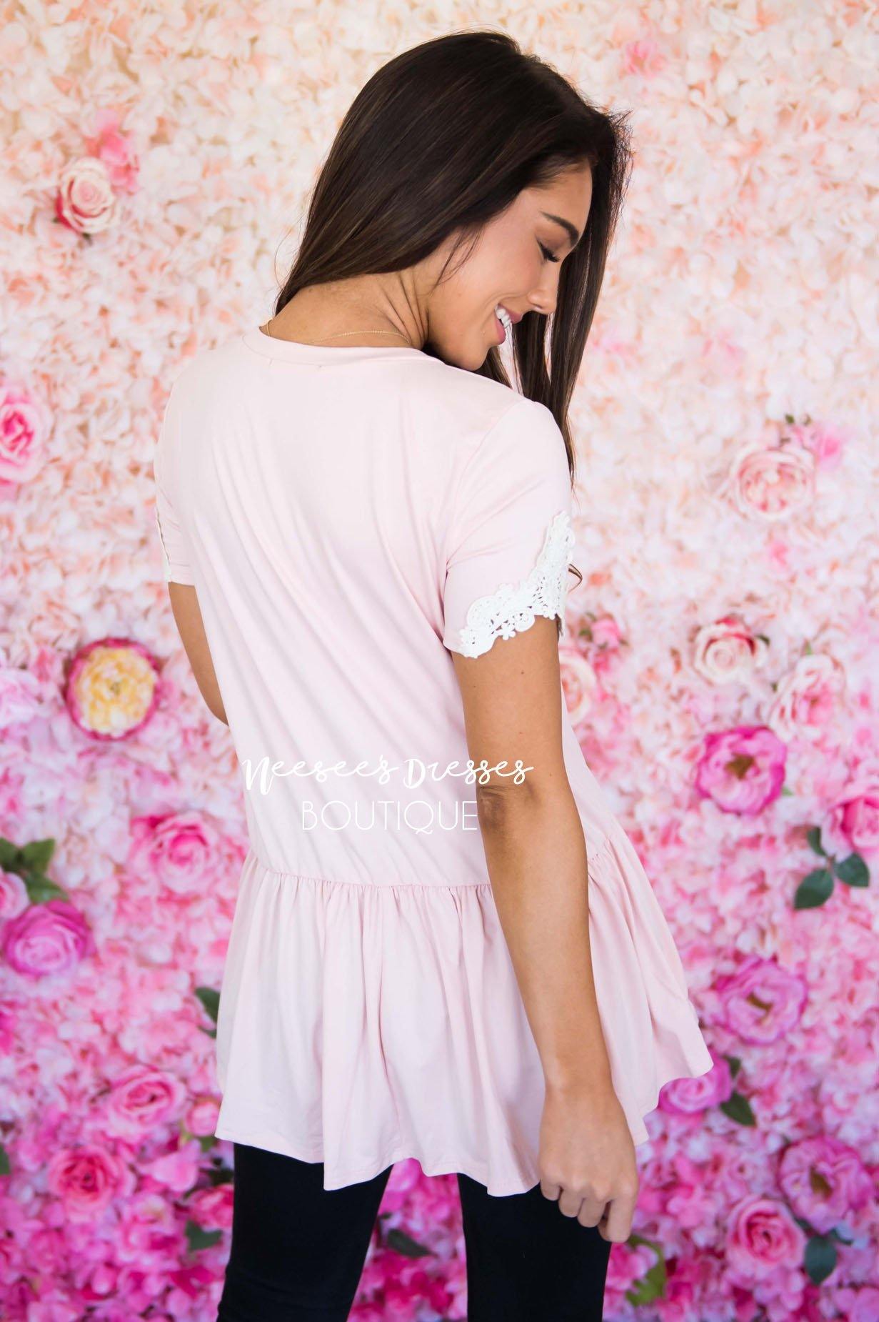 Be Bold Crochet Sleeve Top Modest Dresses vendor-unknown 