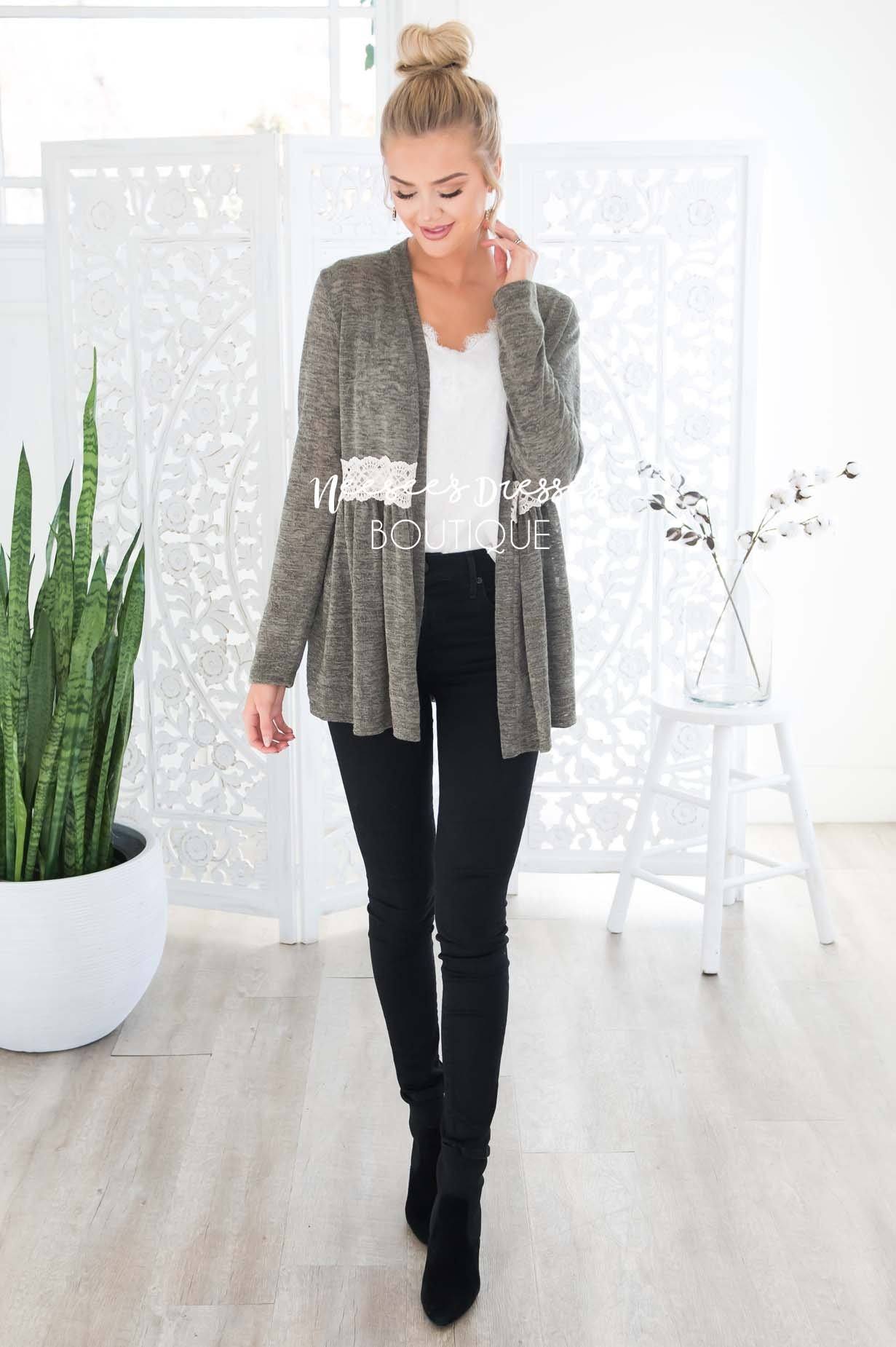 Burn Bright Crochet Detail Cardigan Tops vendor-unknown 