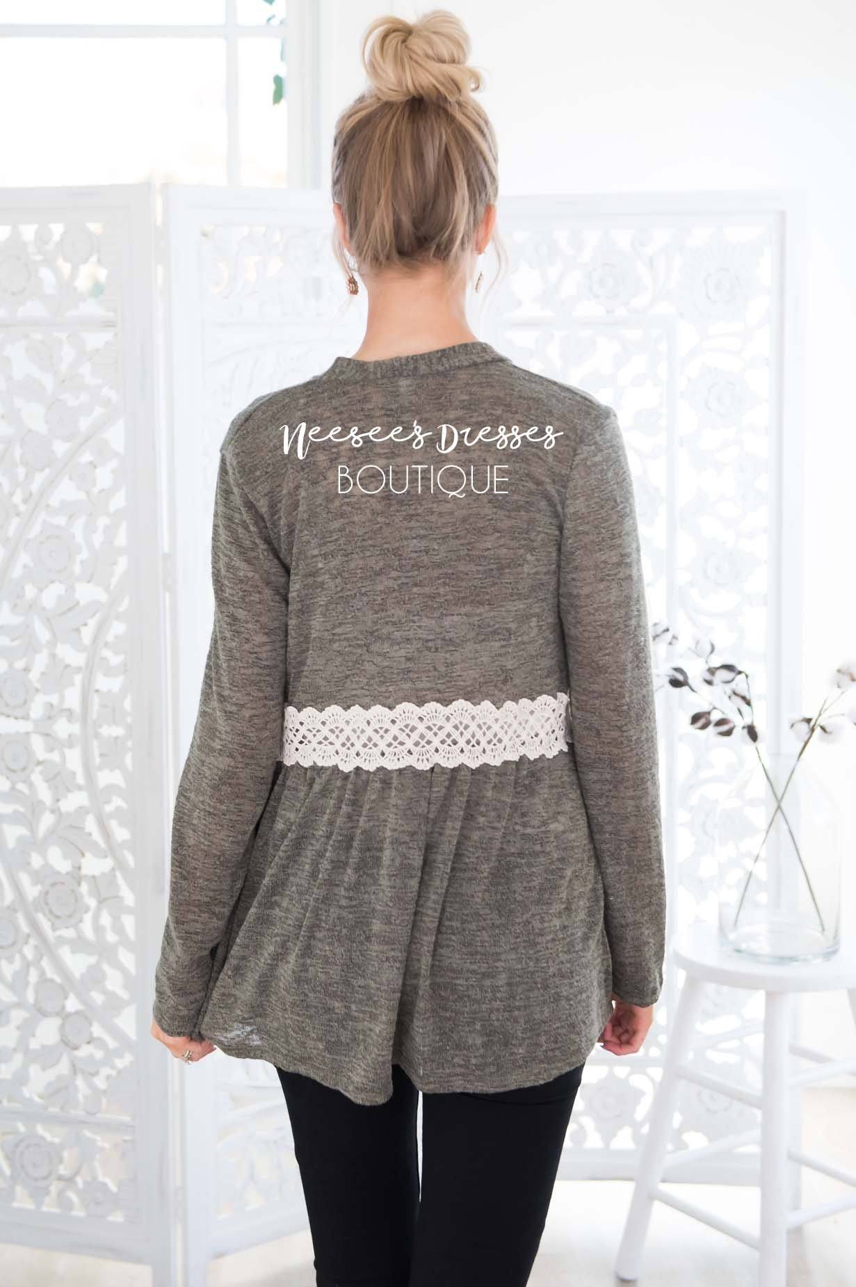 Burn Bright Crochet Detail Cardigan Tops vendor-unknown 