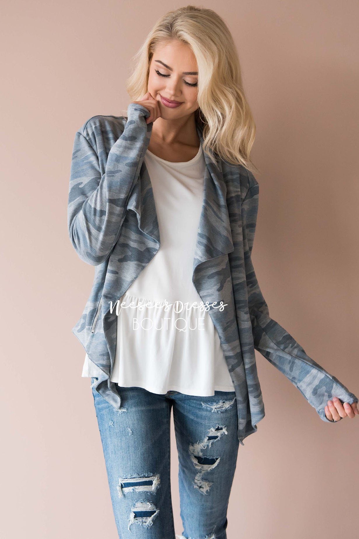 Through The Woods Camo Jacket Modest Dresses vendor-unknown 