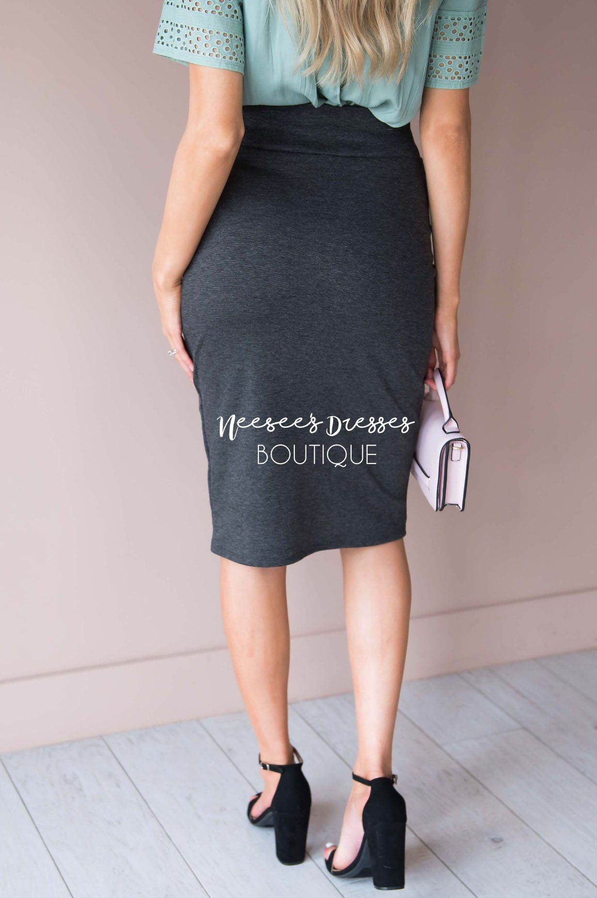 On My Side Bow Pencil Skirt Modest Dresses vendor-unknown 