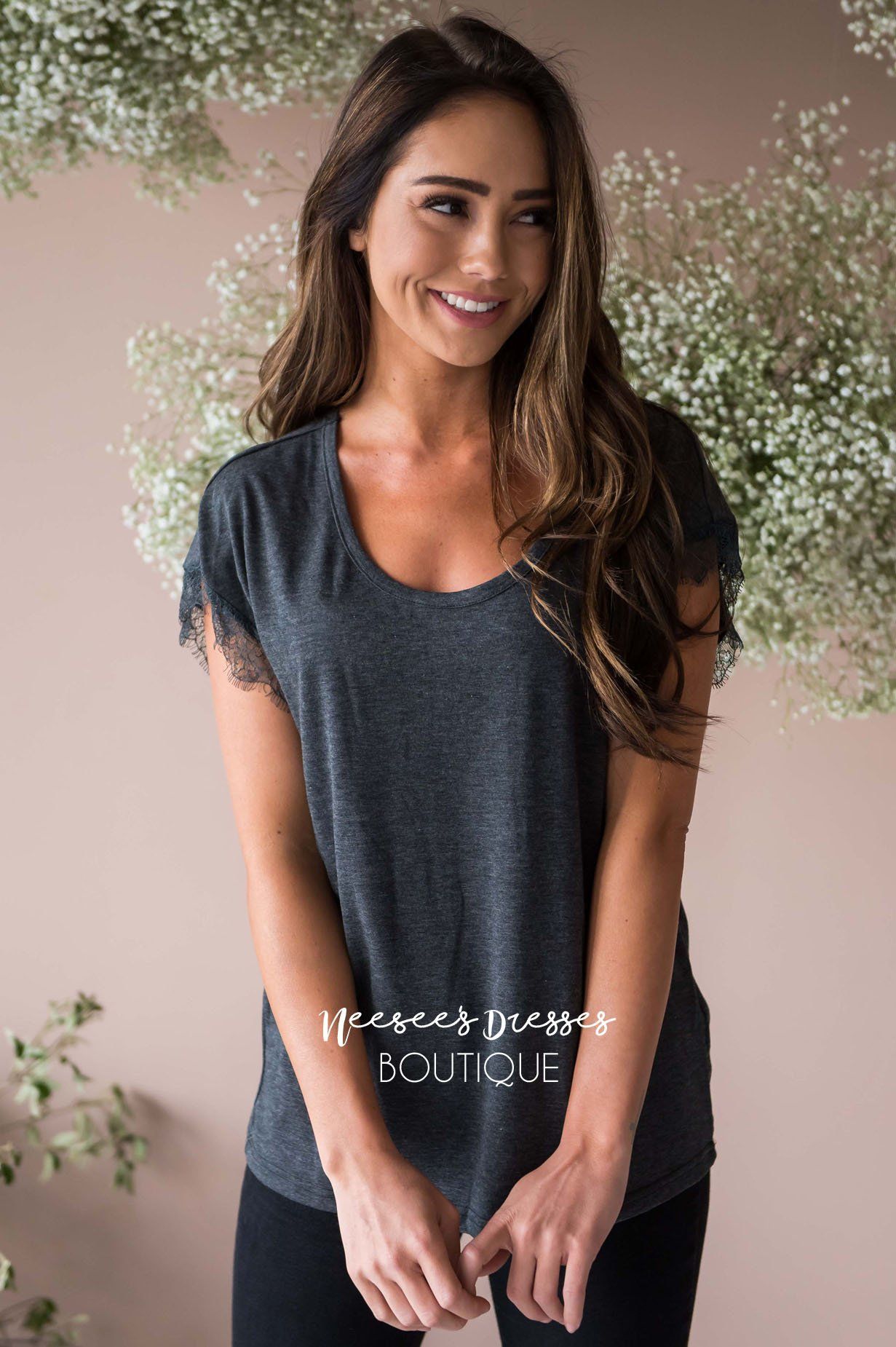 Be a Wildflower Lace Sleeve Top Modest Dresses vendor-unknown 