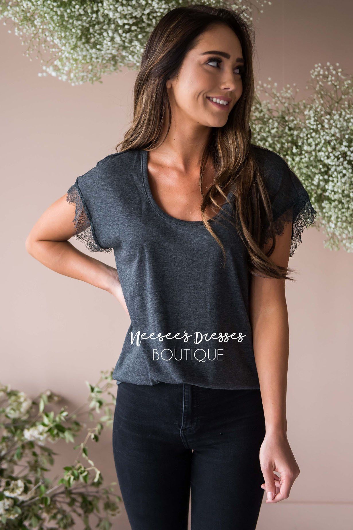 Be a Wildflower Lace Sleeve Top Modest Dresses vendor-unknown 