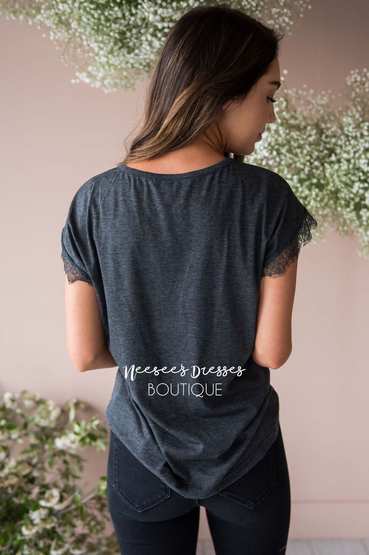 Be a Wildflower Lace Sleeve Top Modest Dresses vendor-unknown 