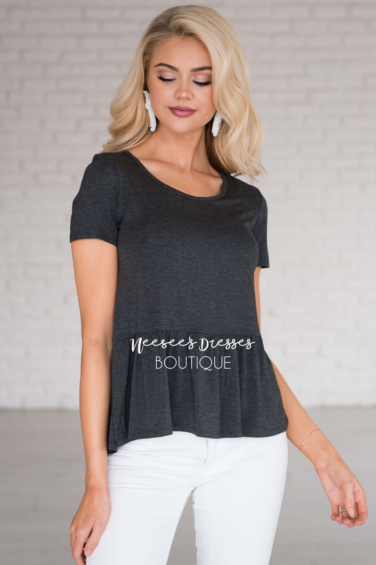 Coffee Date Peplum Top Modest Dresses vendor-unknown 