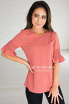 Something New Gathered Sleeve Top Modest Dresses vendor-unknown