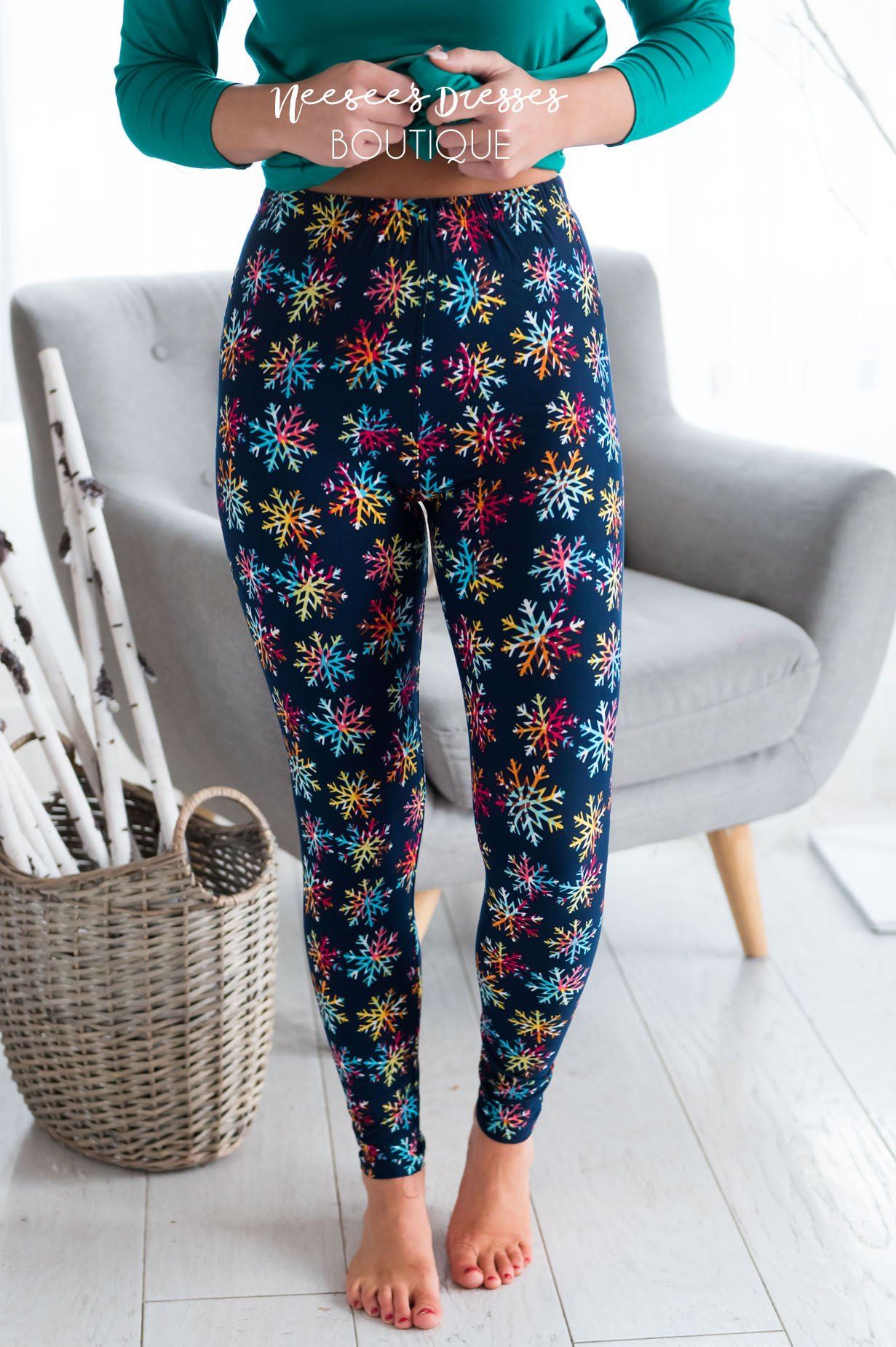 Colorful Snowflakes Christmas Leggings Accessories & Shoes vendor-unknown 
