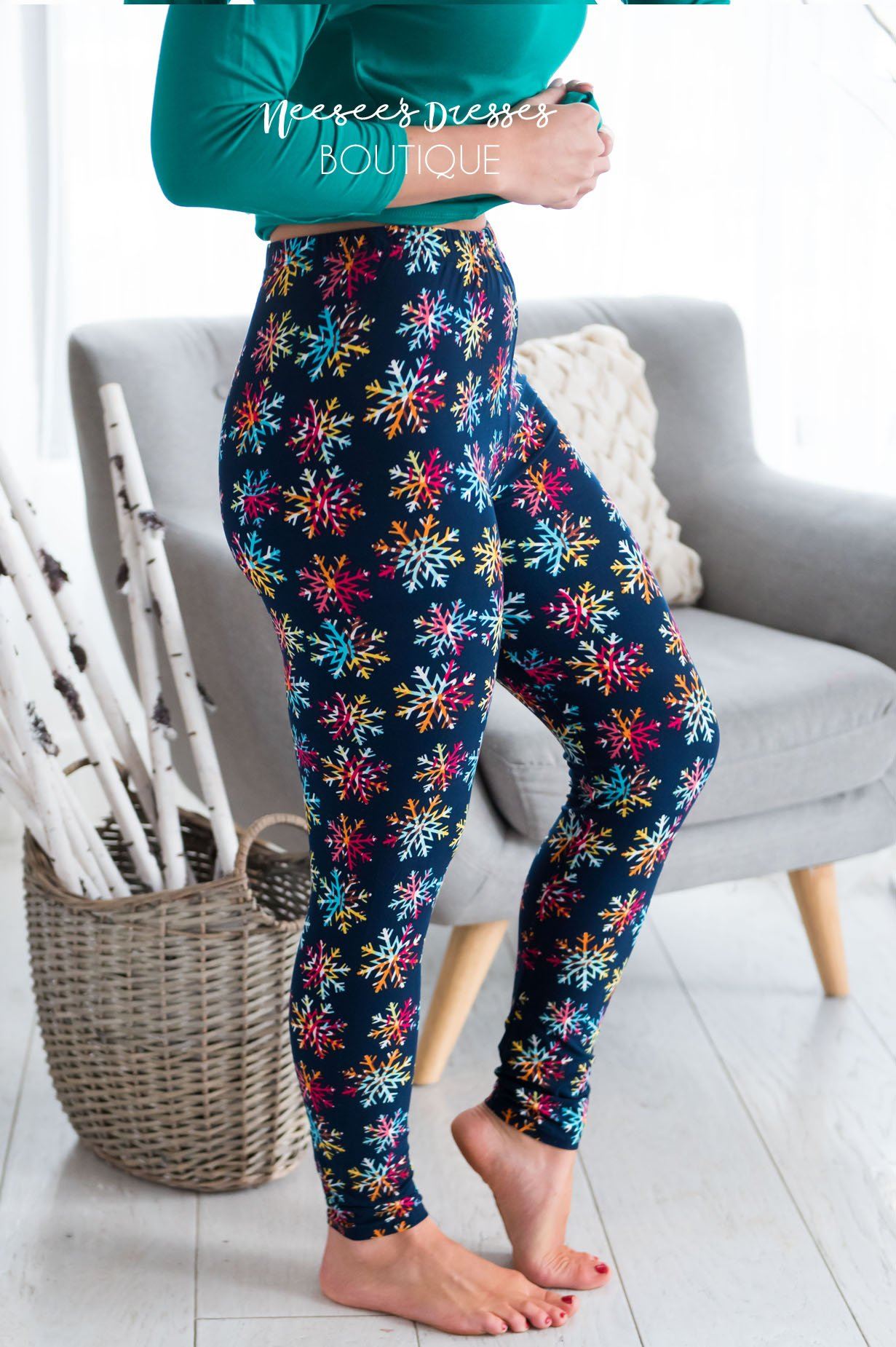 Colorful Snowflakes Christmas Leggings Accessories & Shoes vendor-unknown 