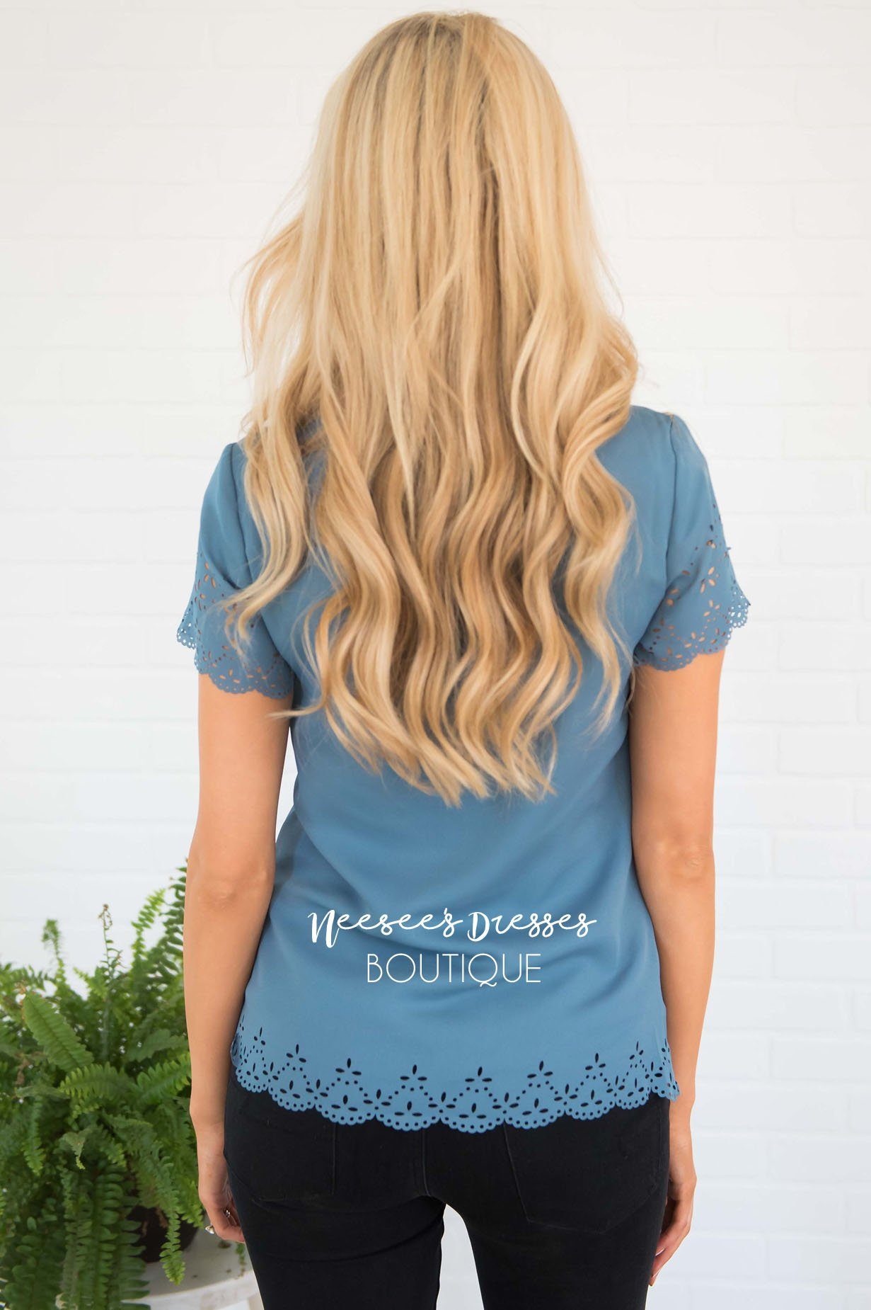 Living In The Moment Eyelet Blouse Modest Dresses vendor-unknown 