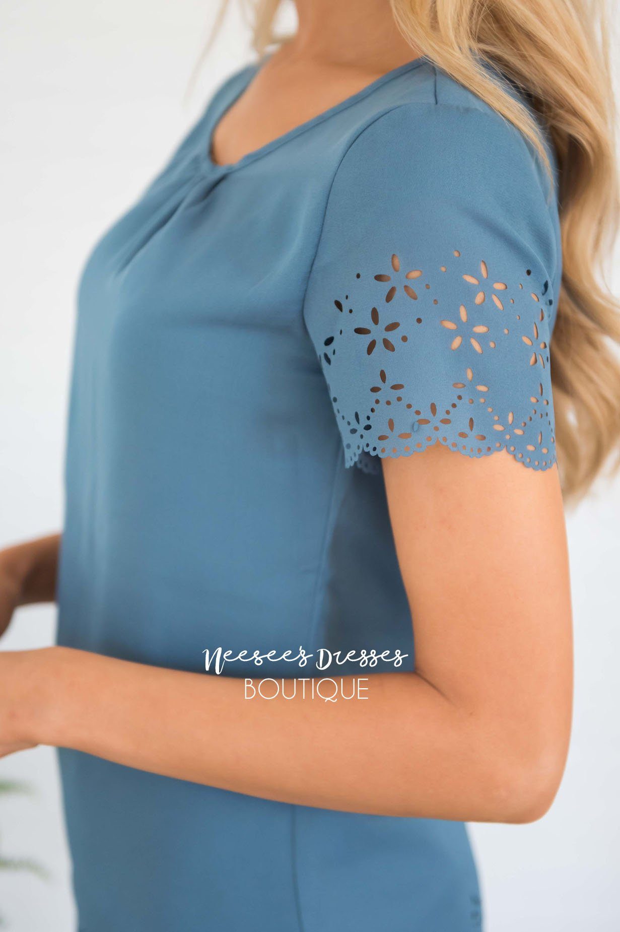 Living In The Moment Eyelet Blouse Modest Dresses vendor-unknown 