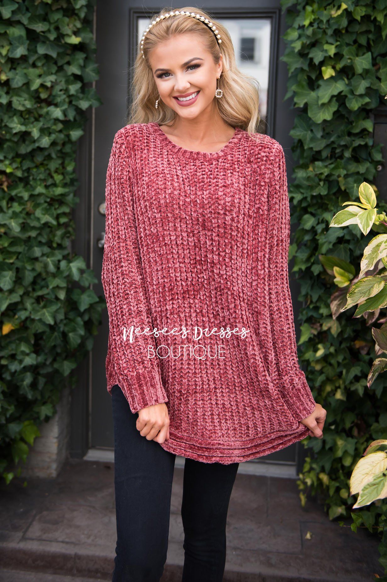 Cozy Fireside Chenille Sweater Modest Dresses vendor-unknown 