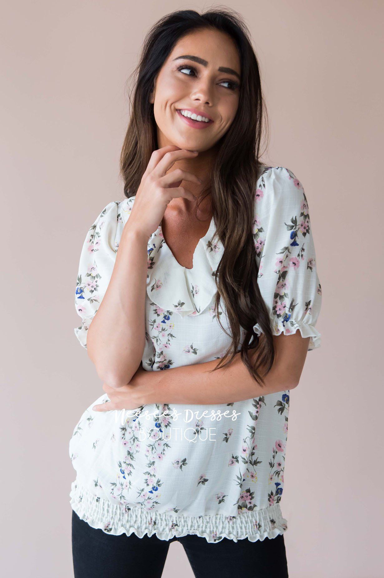 Bring The Fun Ruffle Top Modest Dresses vendor-unknown 