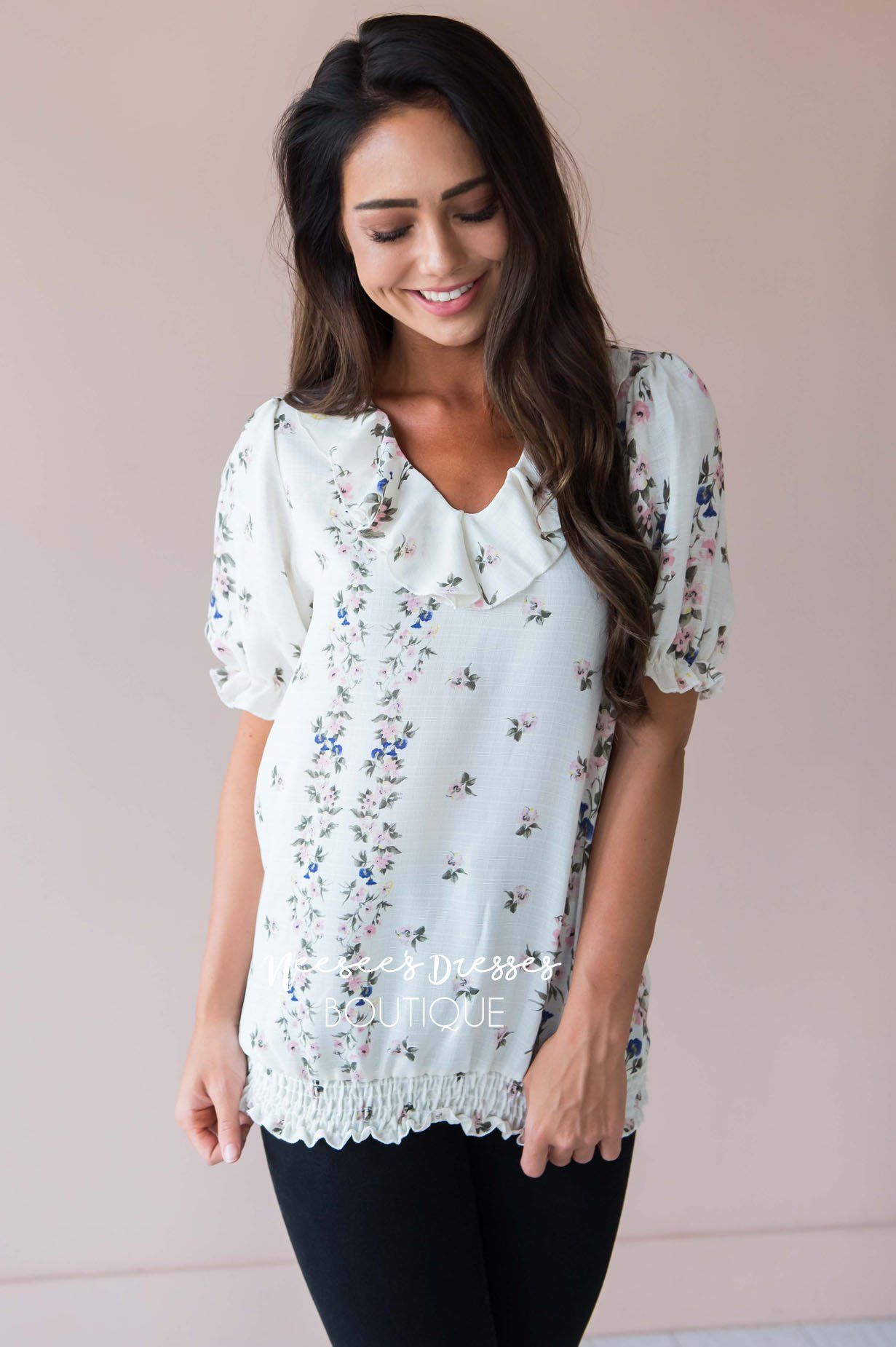 Bring The Fun Ruffle Top Modest Dresses vendor-unknown 