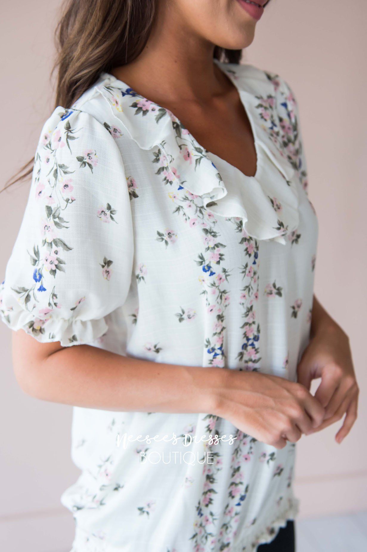 Bring The Fun Ruffle Top Modest Dresses vendor-unknown 