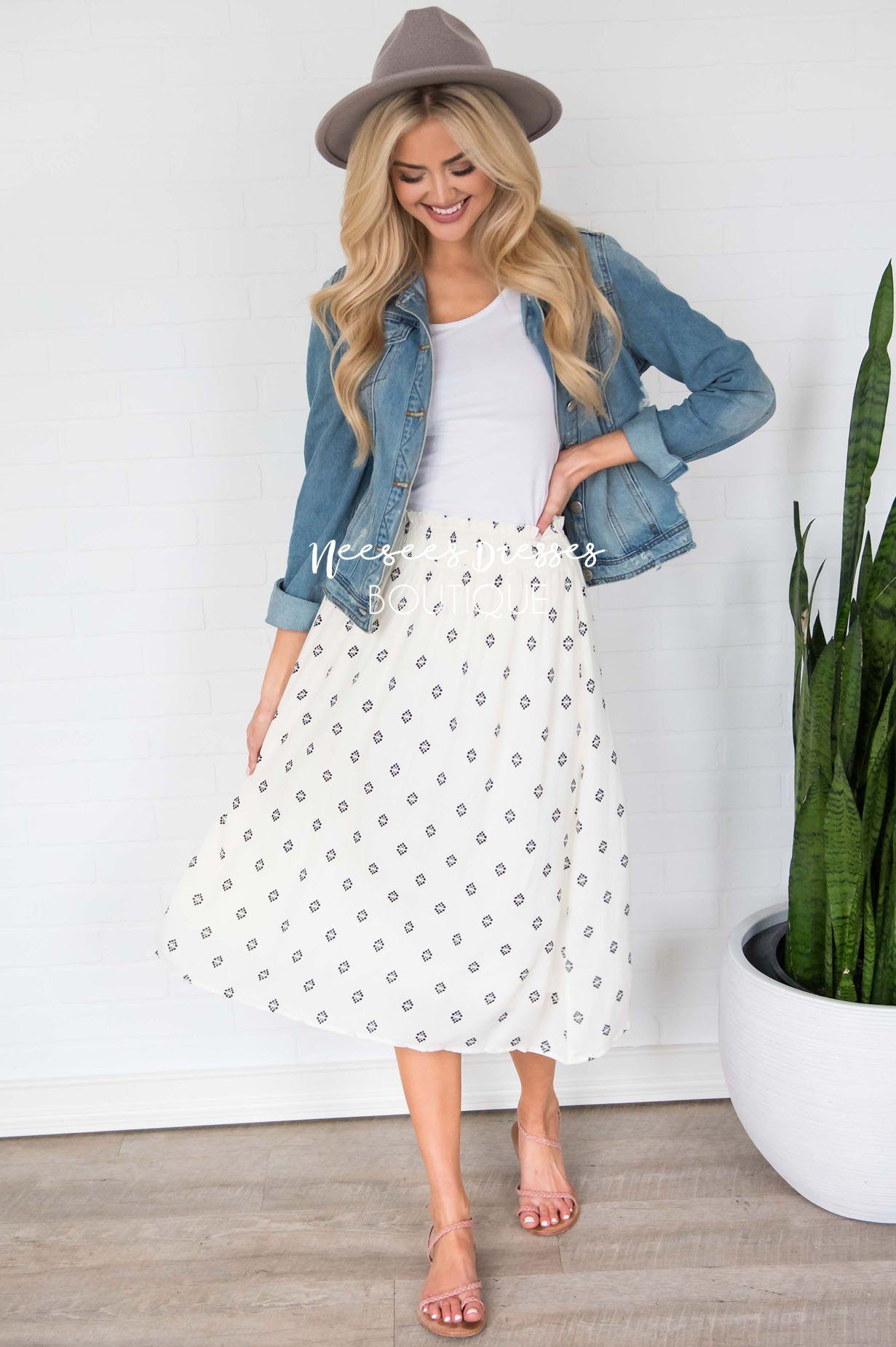 Keep Life Simple Diamond Print Skirt Modest Dresses vendor-unknown 