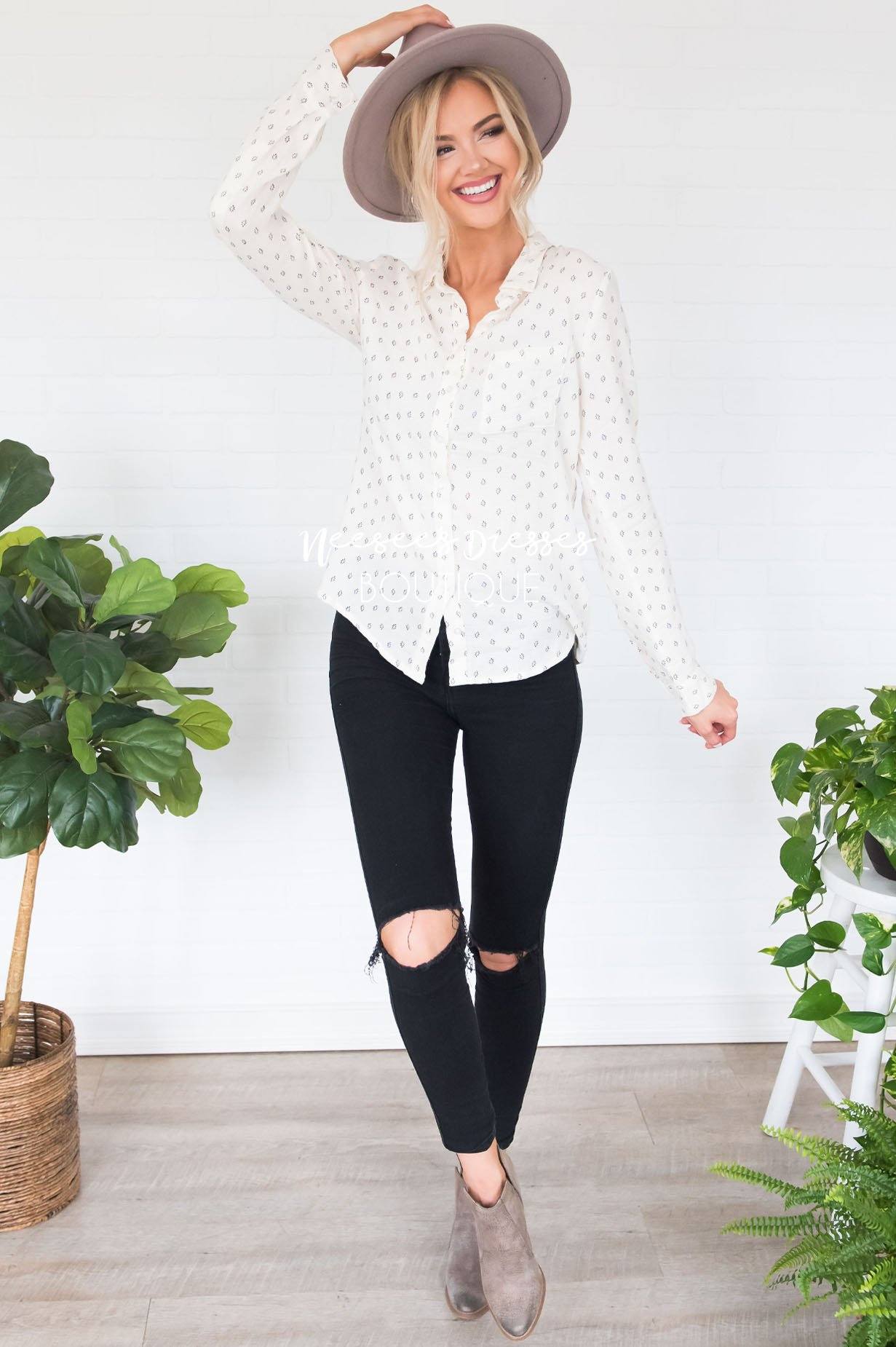 Dream Of Me Button Down Top Tops vendor-unknown 