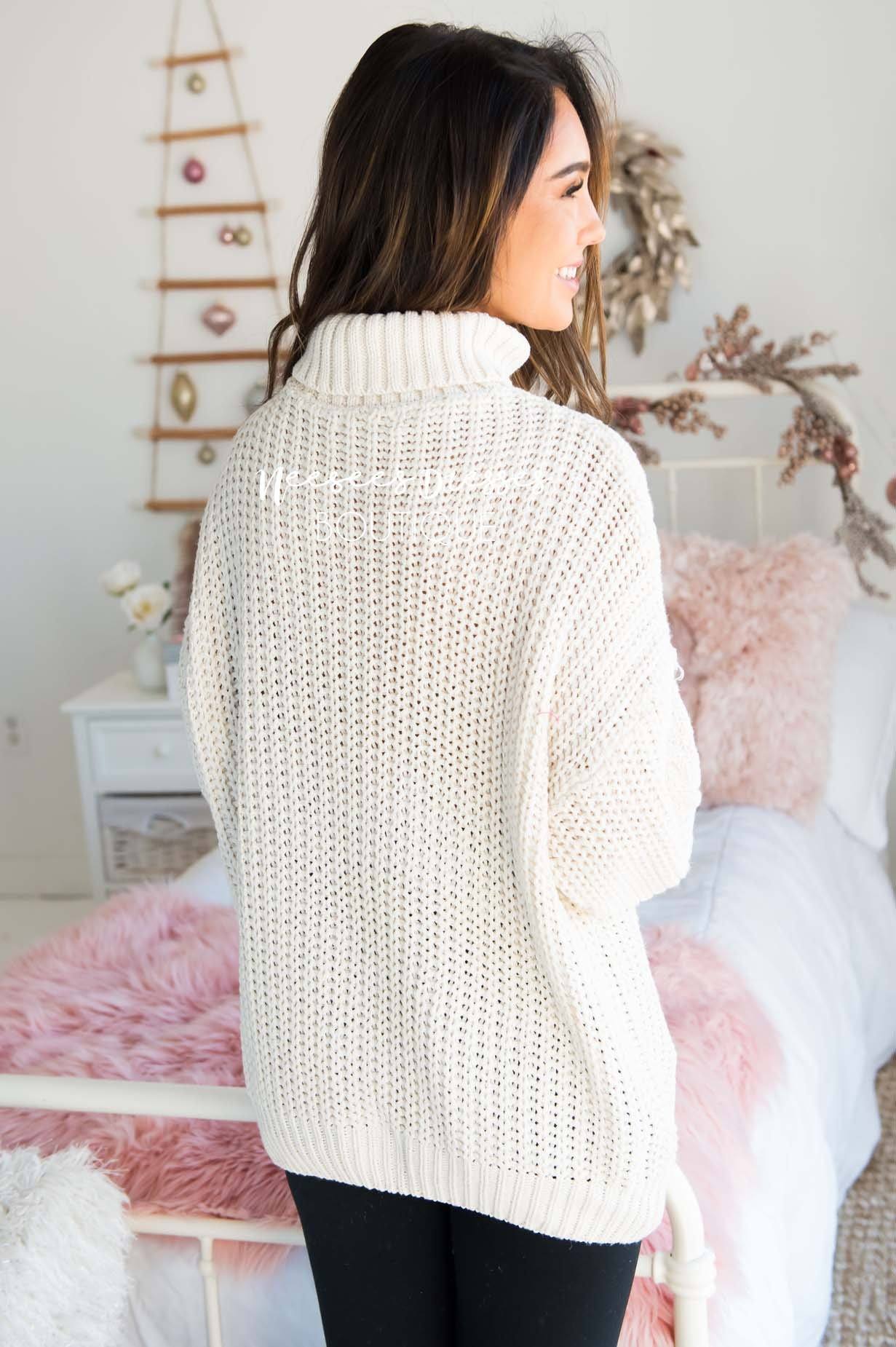 Blessed Heart Cable Knit Sweater Modest Dresses vendor-unknown 