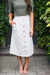 Until Next Time Striped Button Skirt Modest Dresses vendor-unknown