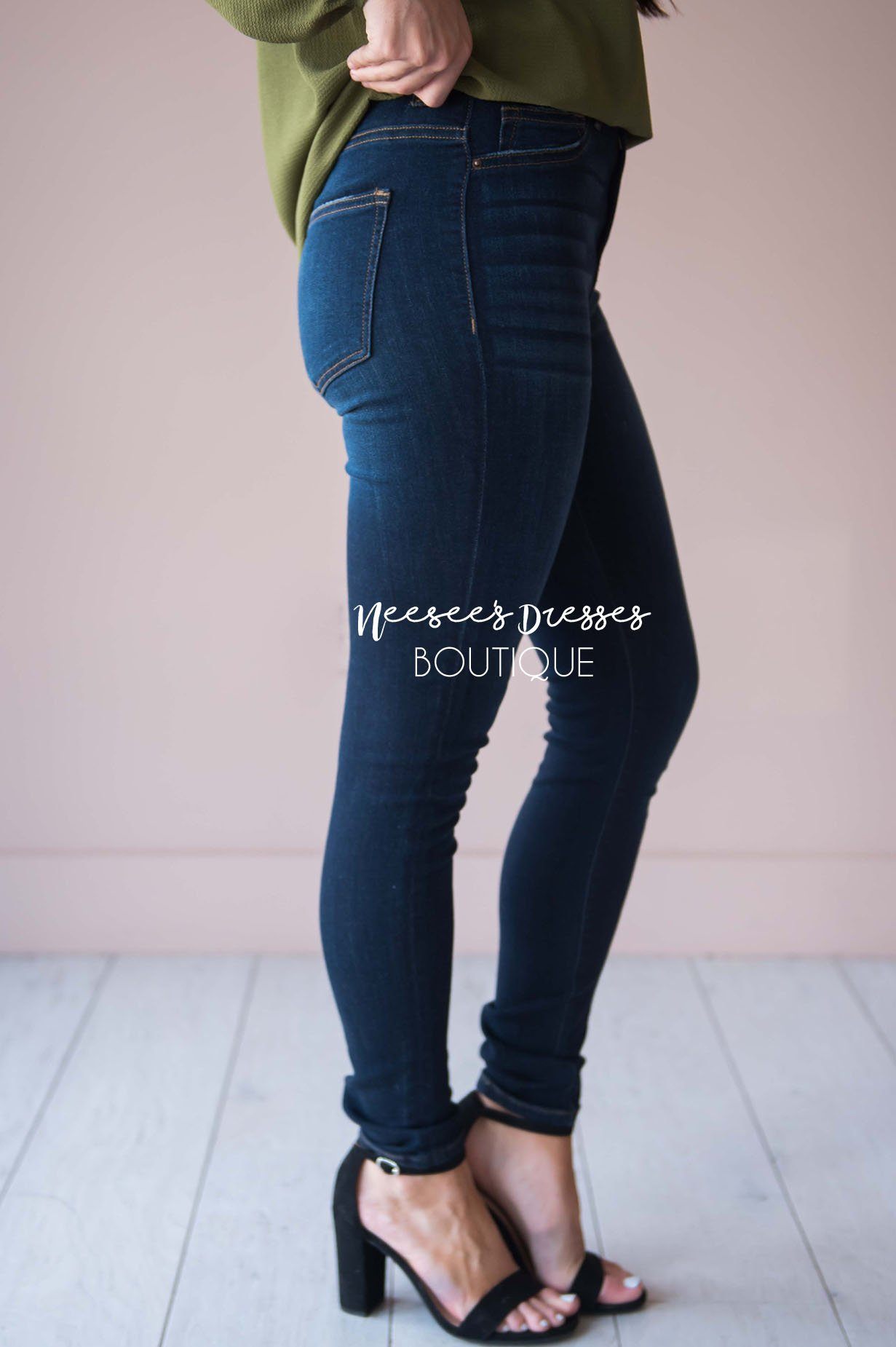 High Rise Dark Wash Skinny Jean Tops vendor-unknown 