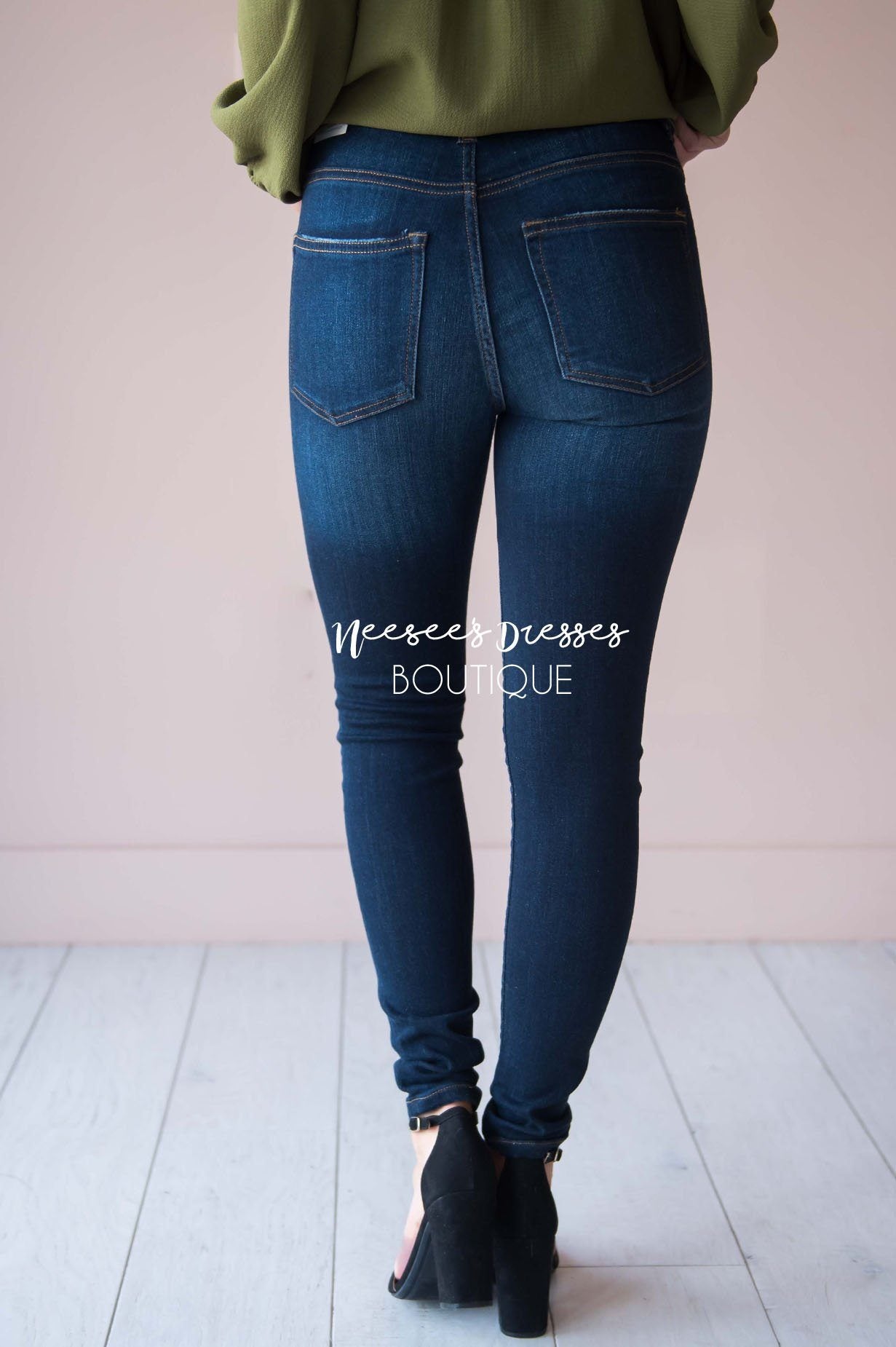 High Rise Dark Wash Skinny Jean Tops vendor-unknown 