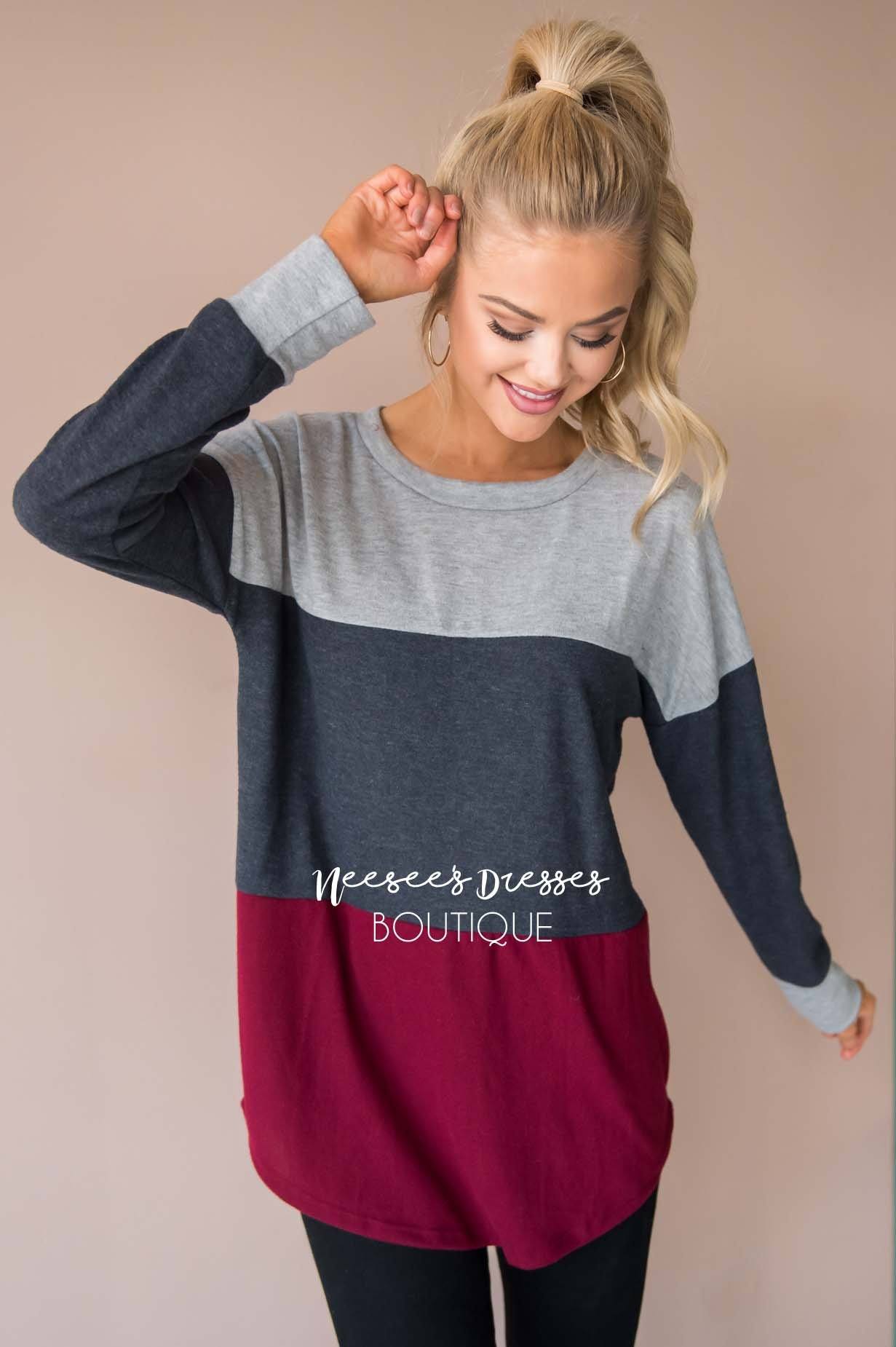 Darling Be Mine Color Block Sweater Modest Dresses vendor-unknown 
