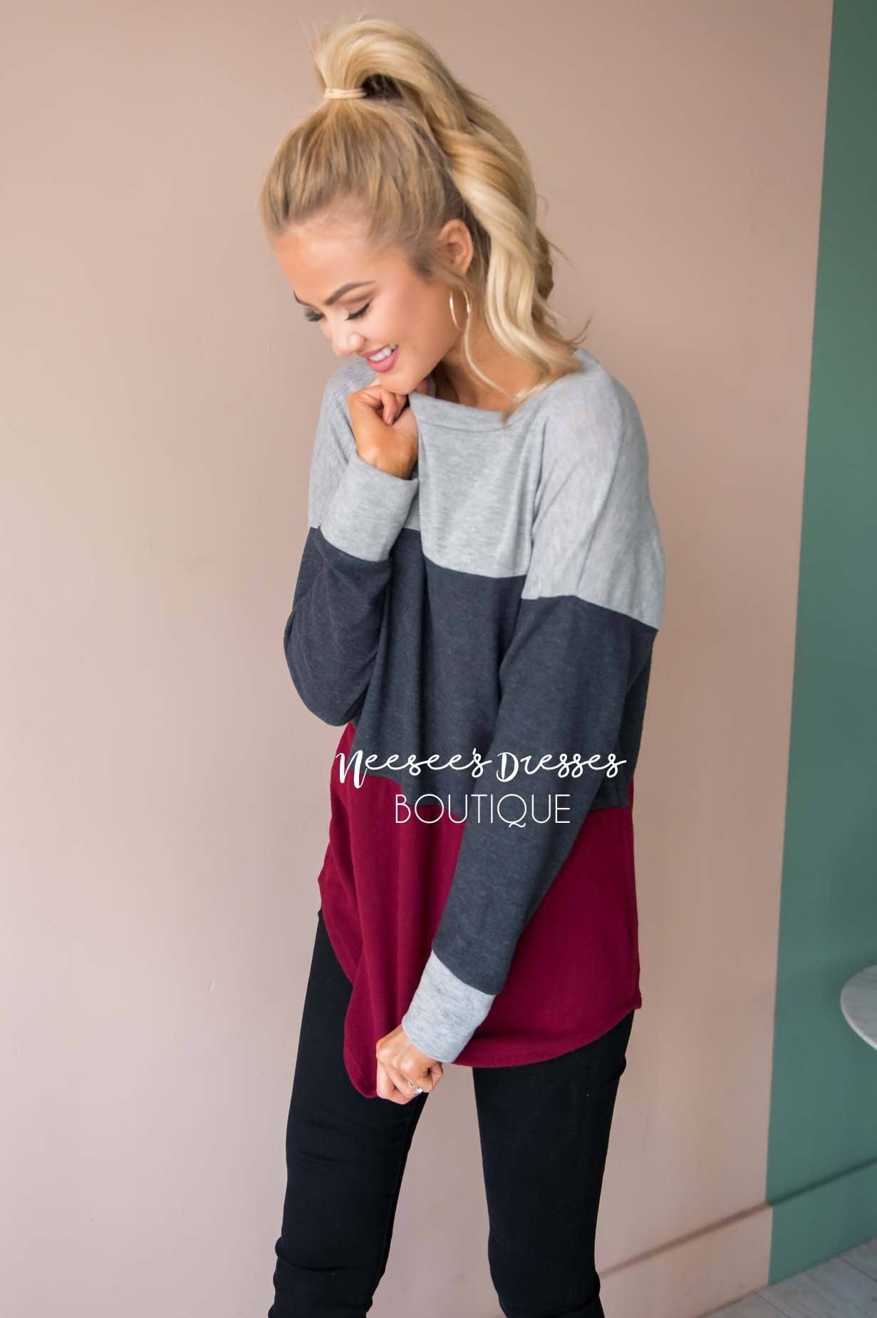 Darling Be Mine Color Block Sweater Modest Dresses vendor-unknown 