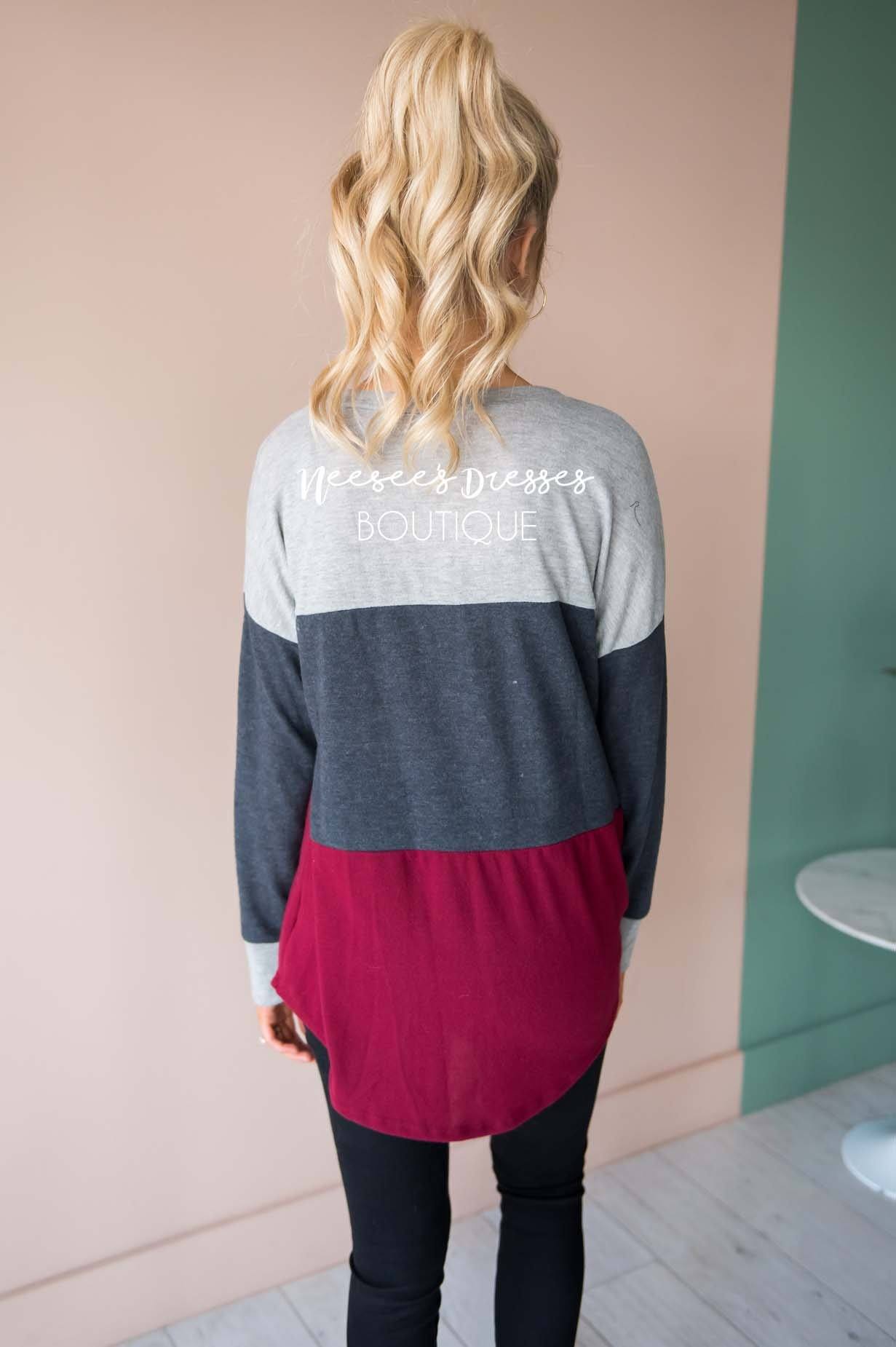 Darling Be Mine Color Block Sweater Modest Dresses vendor-unknown 