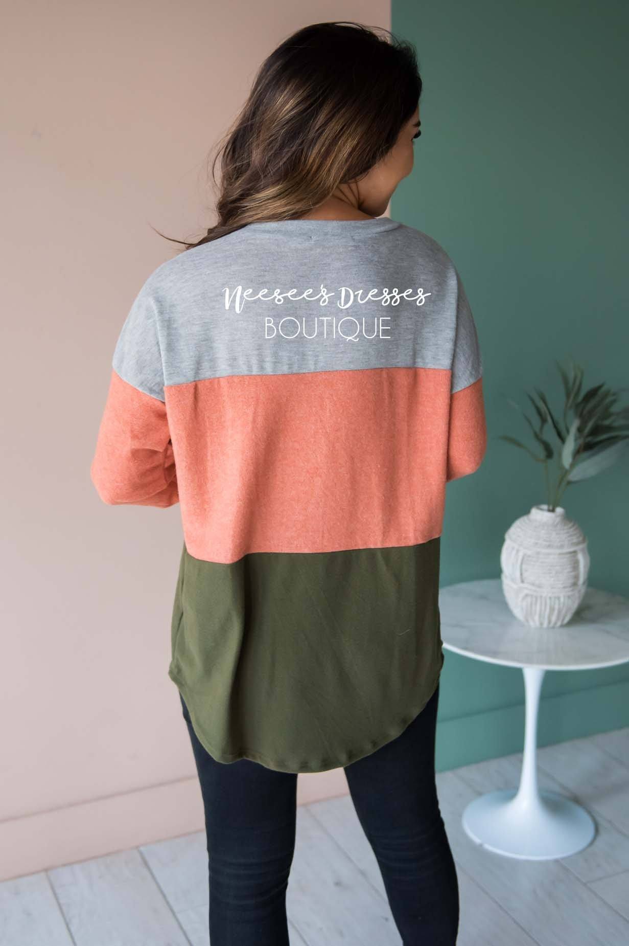 Darling Be Mine Color Block Sweater Modest Dresses vendor-unknown 