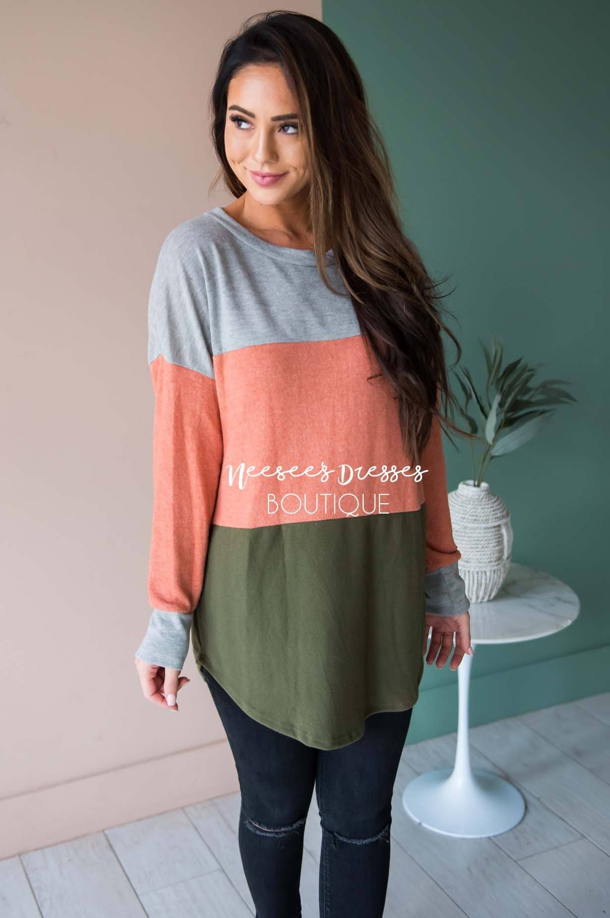 Darling Be Mine Color Block Sweater Modest Dresses vendor-unknown 