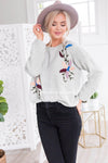 Colorful Embroidered Knit Sweater Tops vendor-unknown