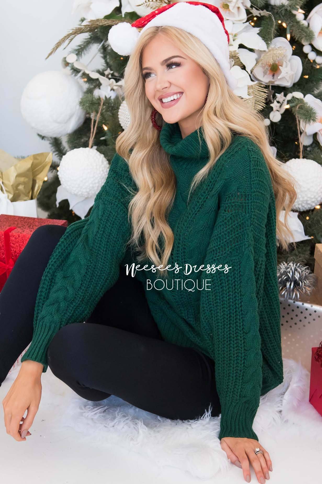 Blessed Heart Cable Knit Sweater Modest Dresses vendor-unknown 