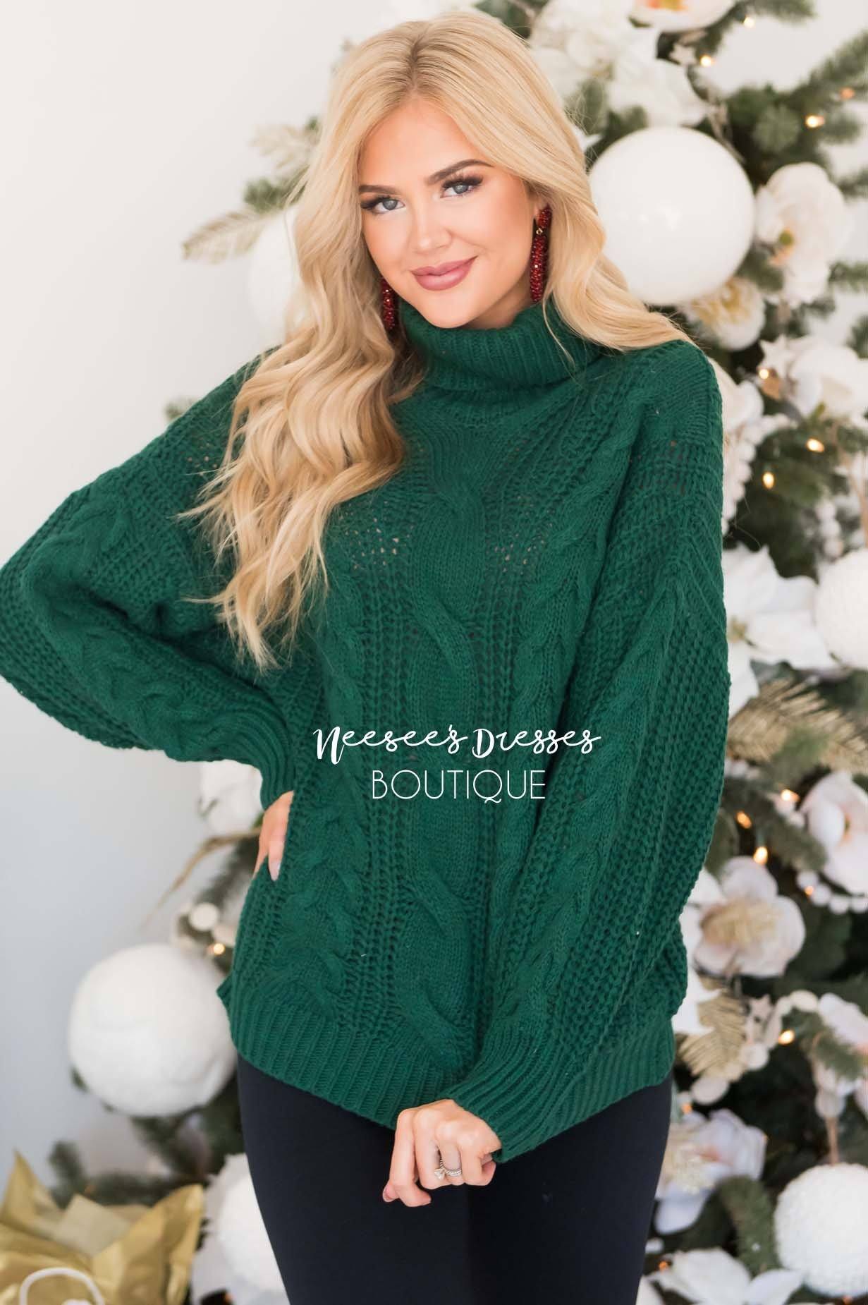 Blessed Heart Cable Knit Sweater Modest Dresses vendor-unknown 