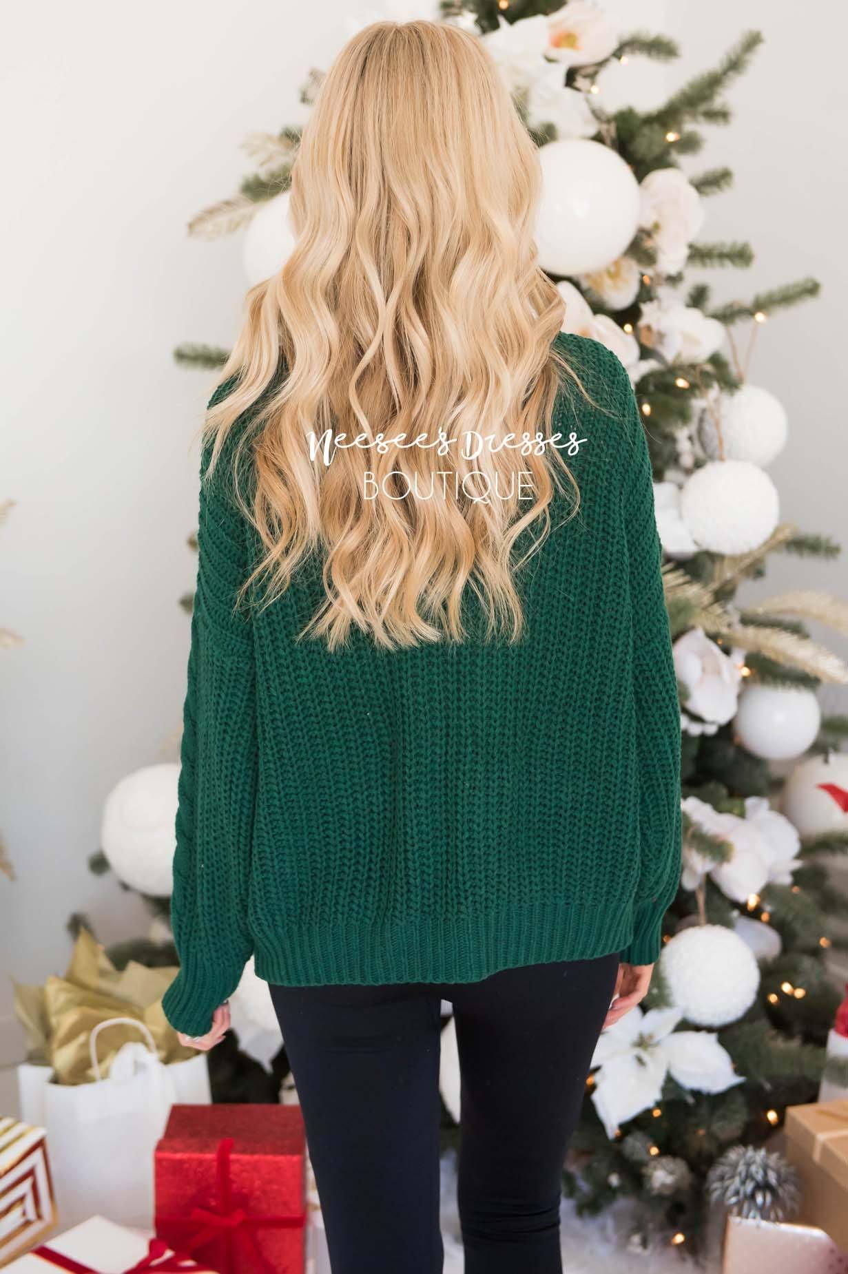 Blessed Heart Cable Knit Sweater Modest Dresses vendor-unknown 