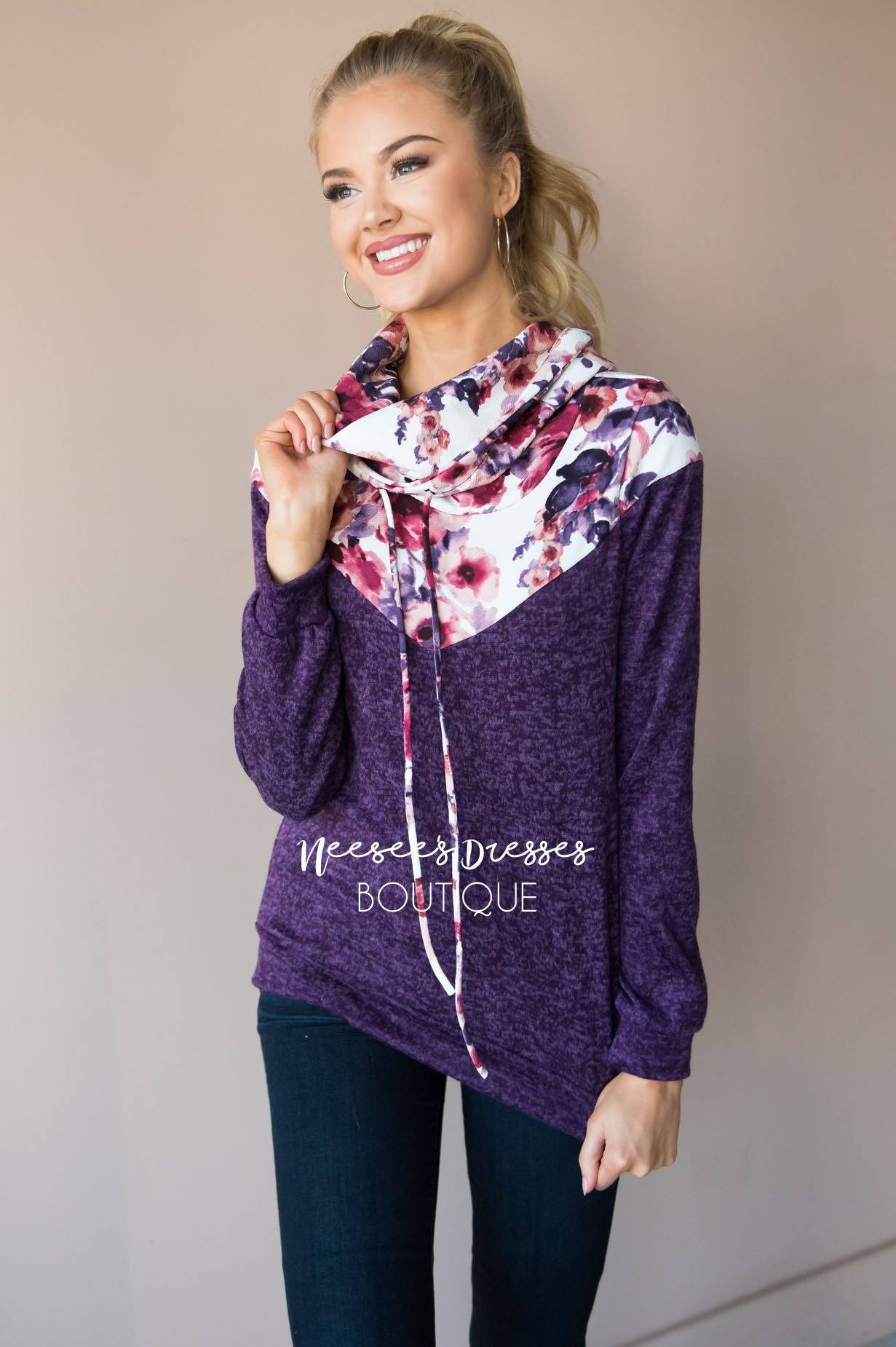Humble and Honest Floral Hoodie Modest Dresses vendor-unknown 