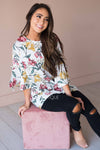 Falling For Floral Bell Sleeve Top Modest Dresses vendor-unknown