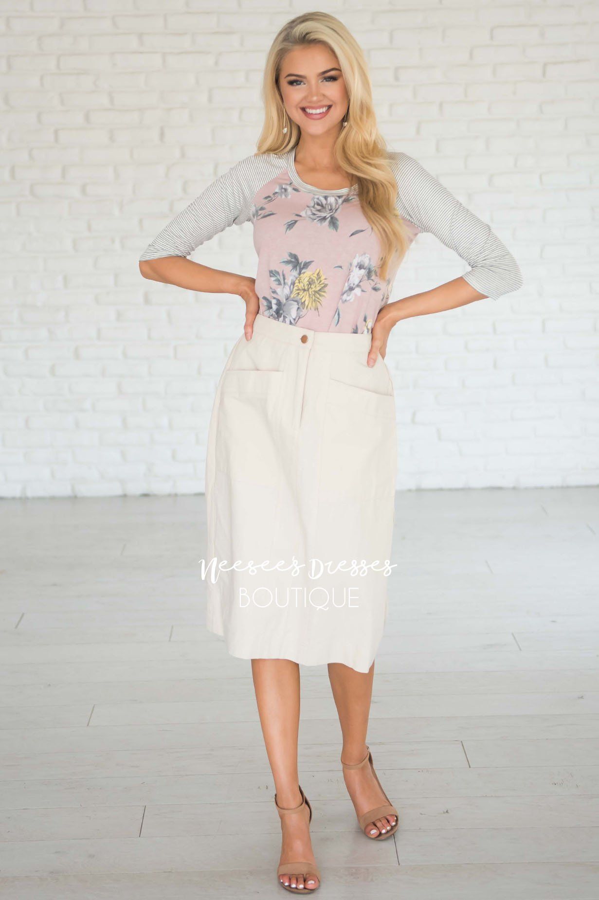 It's Never Too Late Two Pocket Skirt Modest Dresses vendor-unknown 