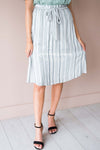 Striped Tie Front Skirt Modest Dresses vendor-unknown