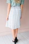 Striped Tie Front Skirt Modest Dresses vendor-unknown