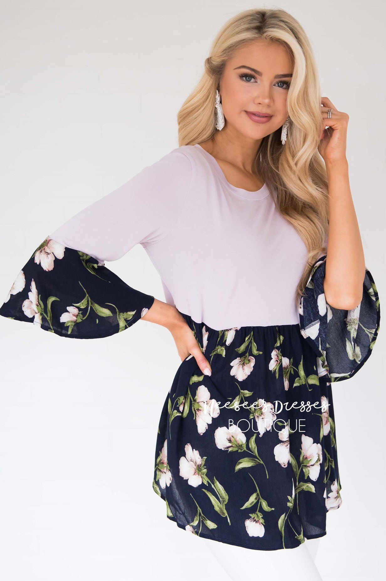 No Rain, No Flowers Floral Blouse Modest Dresses vendor-unknown 