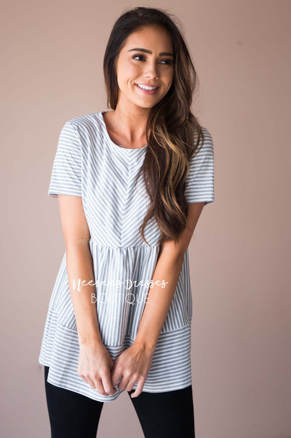 Sophisticated Heart Peplum Top Modest Dresses vendor-unknown 