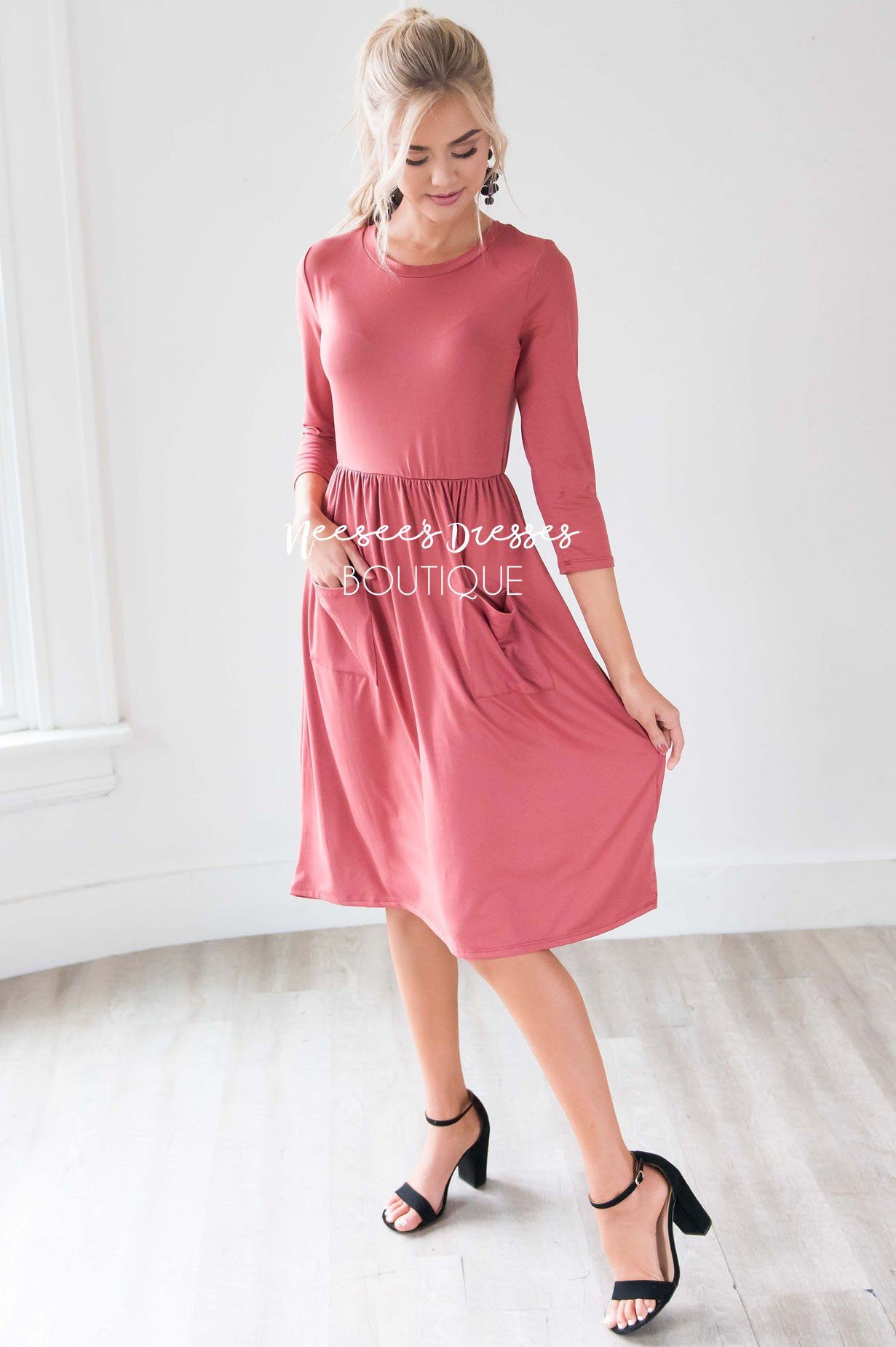 The Poppy 3/4 Length Sleeves Modest Dresses vendor-unknown 