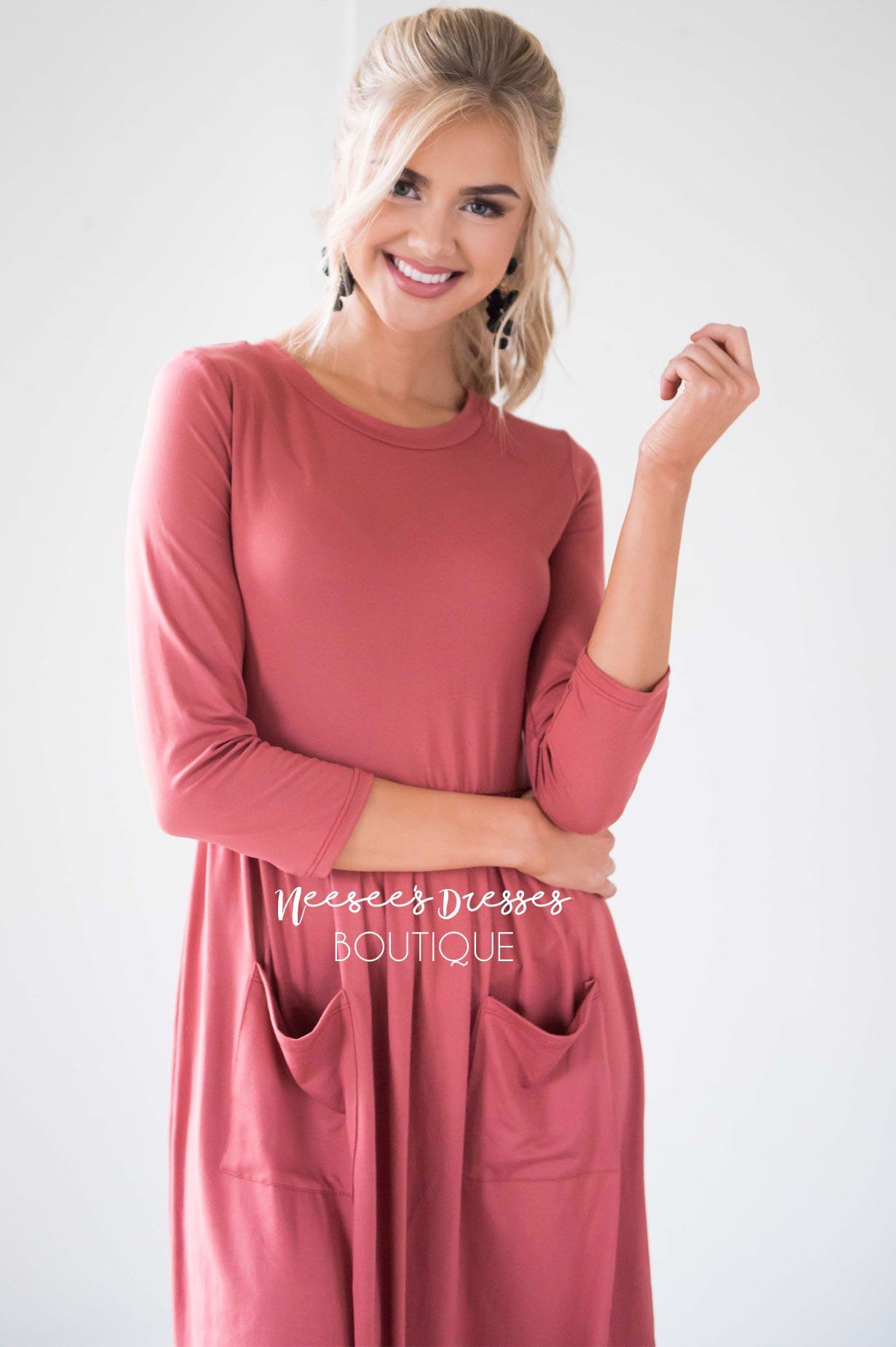 The Poppy 3/4 Length Sleeves Modest Dresses vendor-unknown 