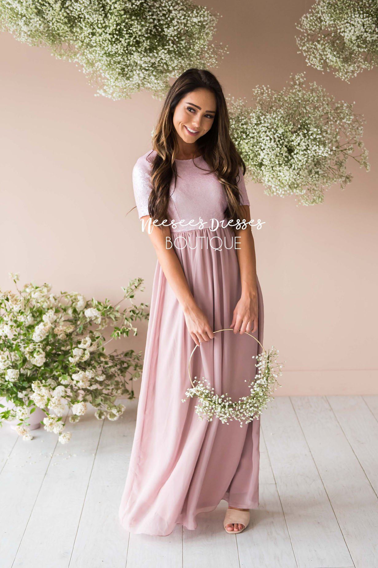 The Elsa in Dusty Pink Modest Dresses vendor-unknown 