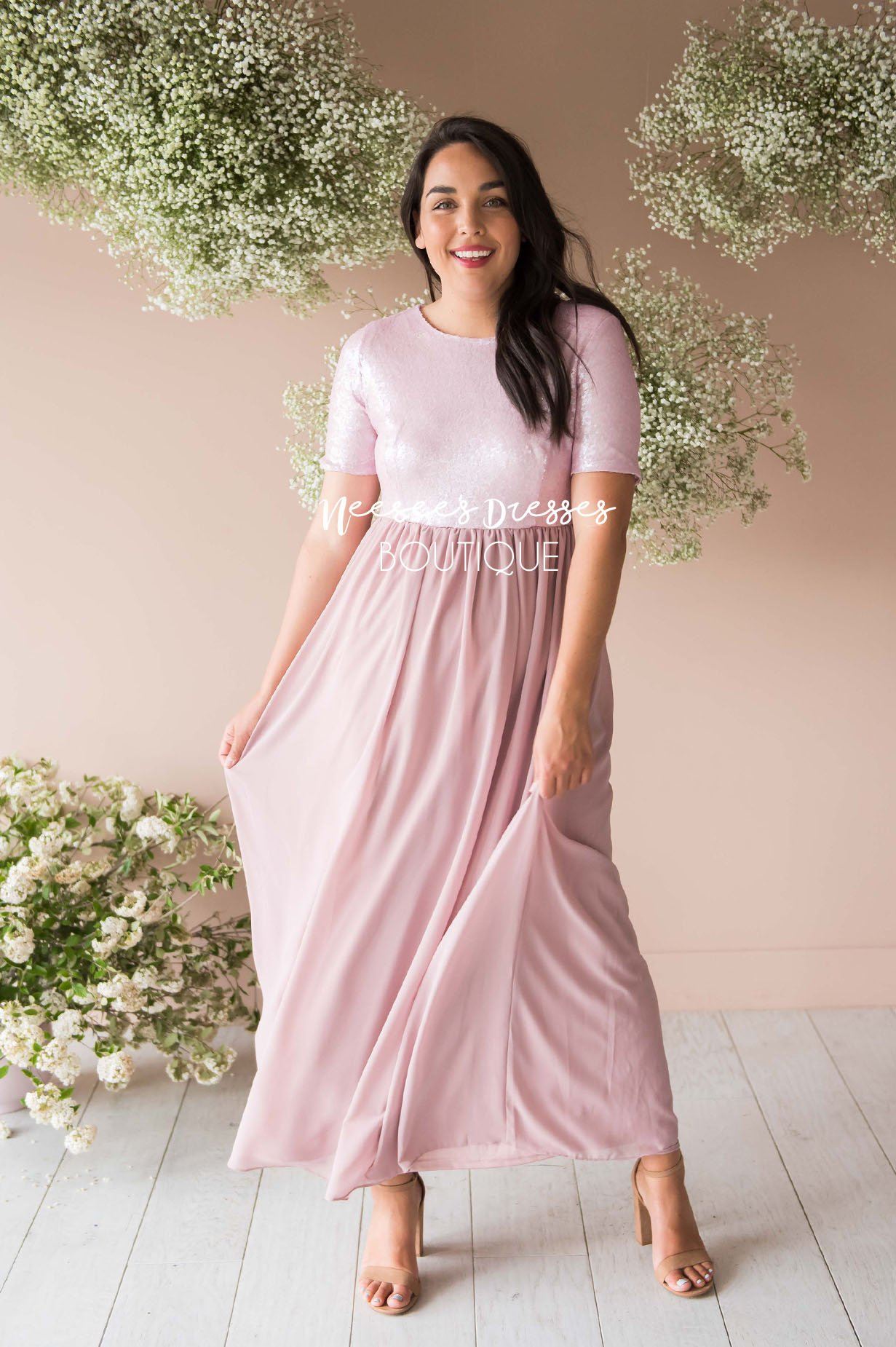 The Elsa in Dusty Pink Modest Dresses vendor-unknown 