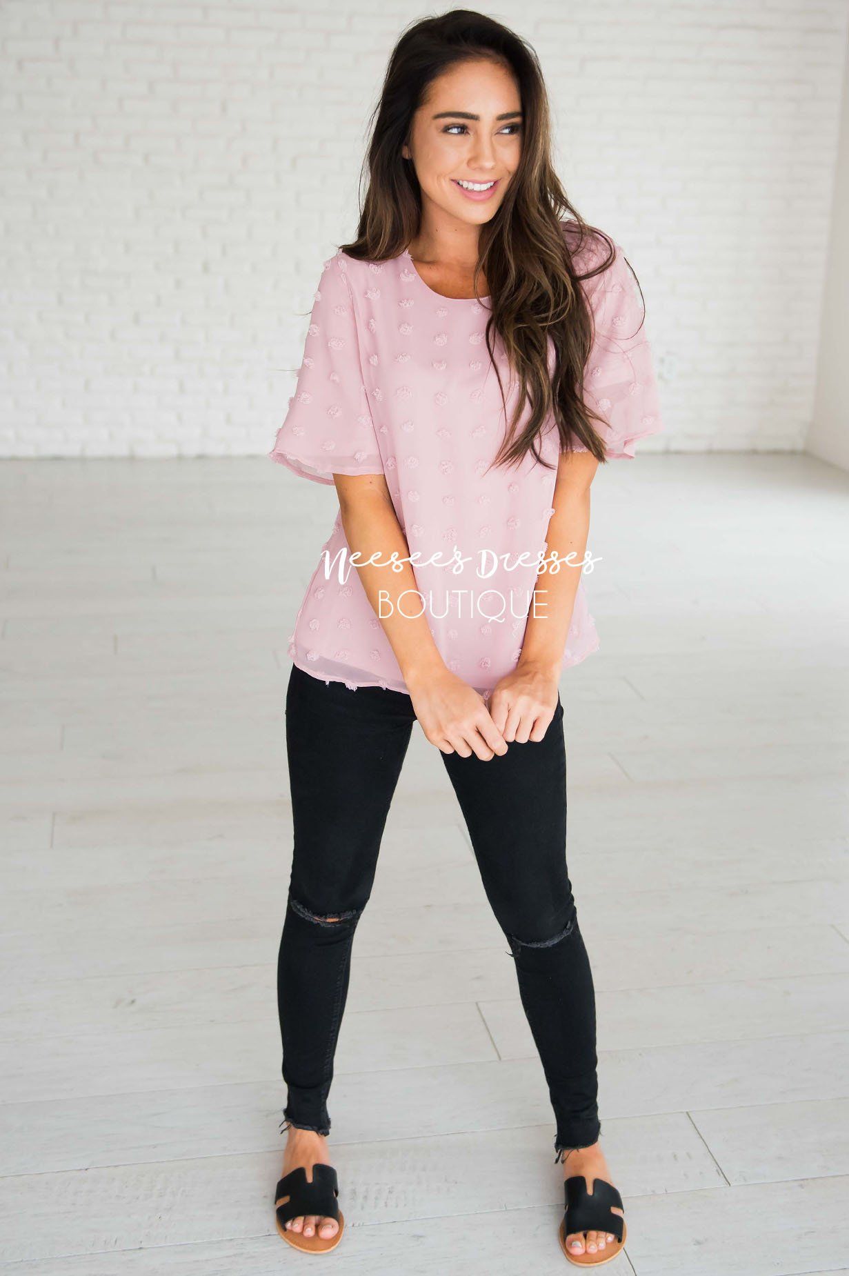 Stunning Swiss Dot Blouse Tops vendor-unknown 